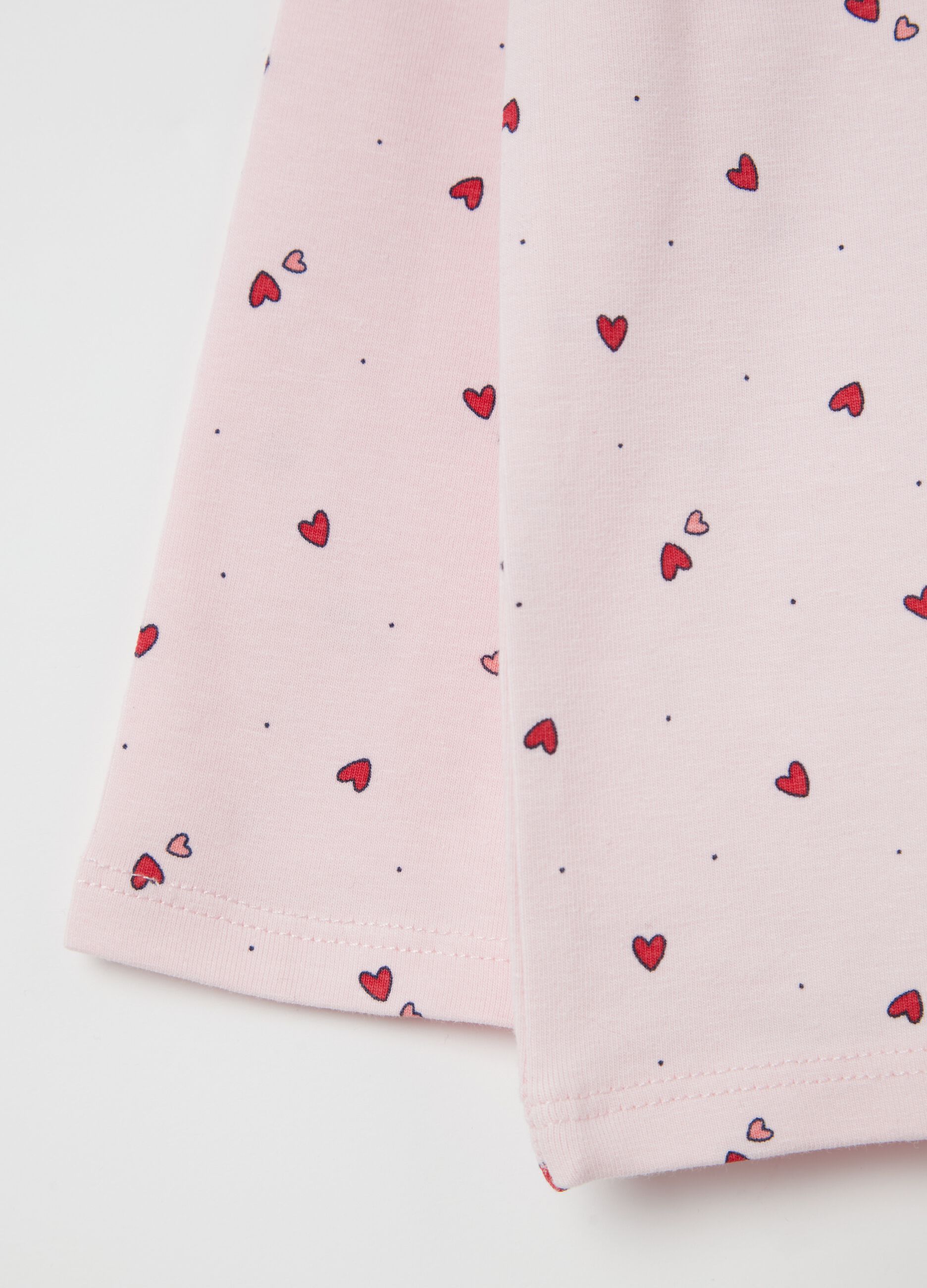 Long-sleeved polo shirt with small hearts print