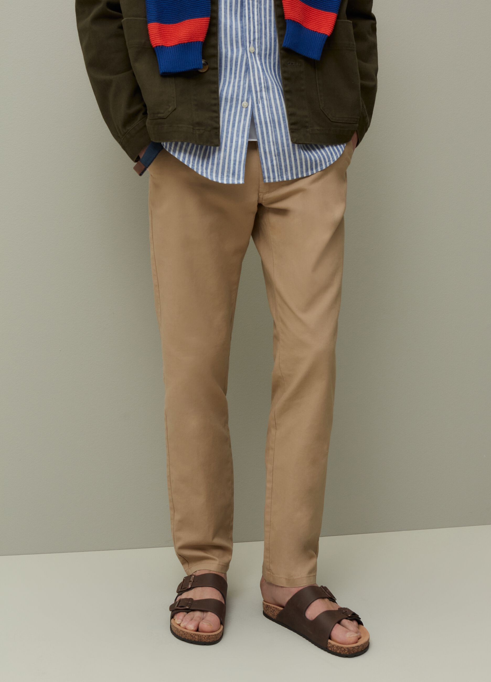 Cotton and linen chino trousers