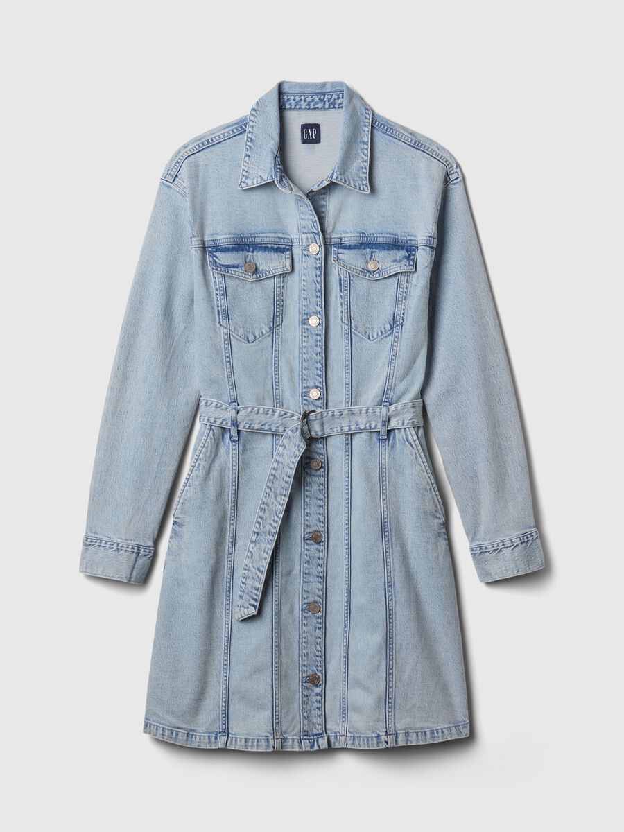 Short shirt dress in denim with belt_5