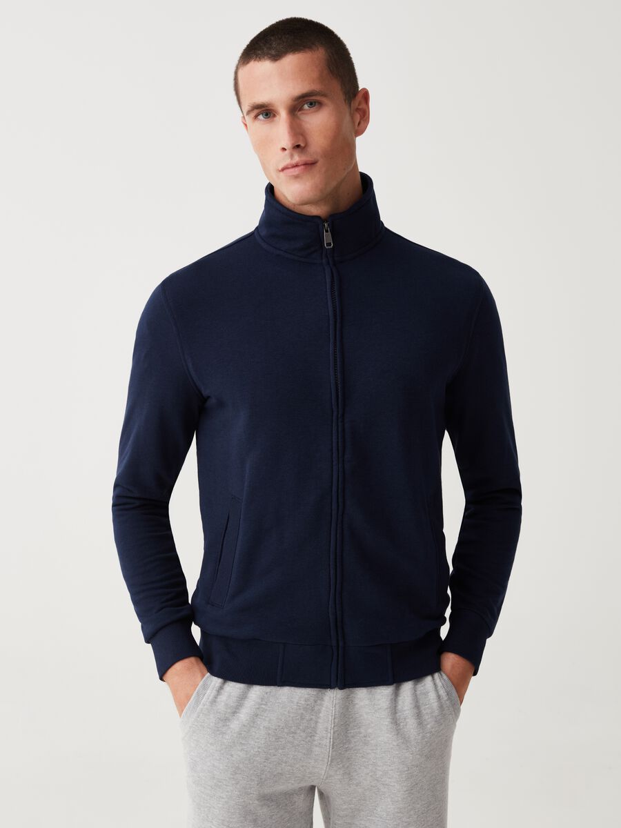 Full-zip in French Terry a collo alto_0