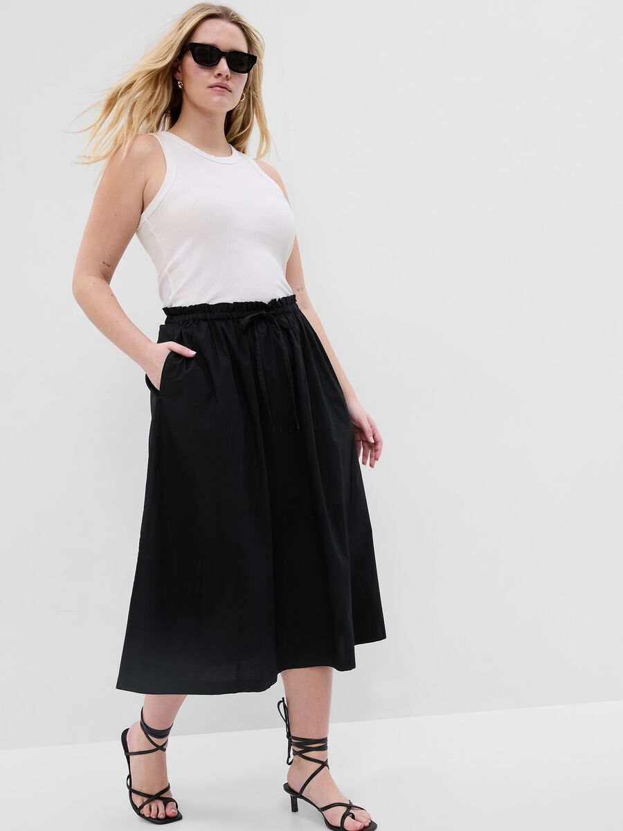 Paper bag midi skirt with drawstring_3