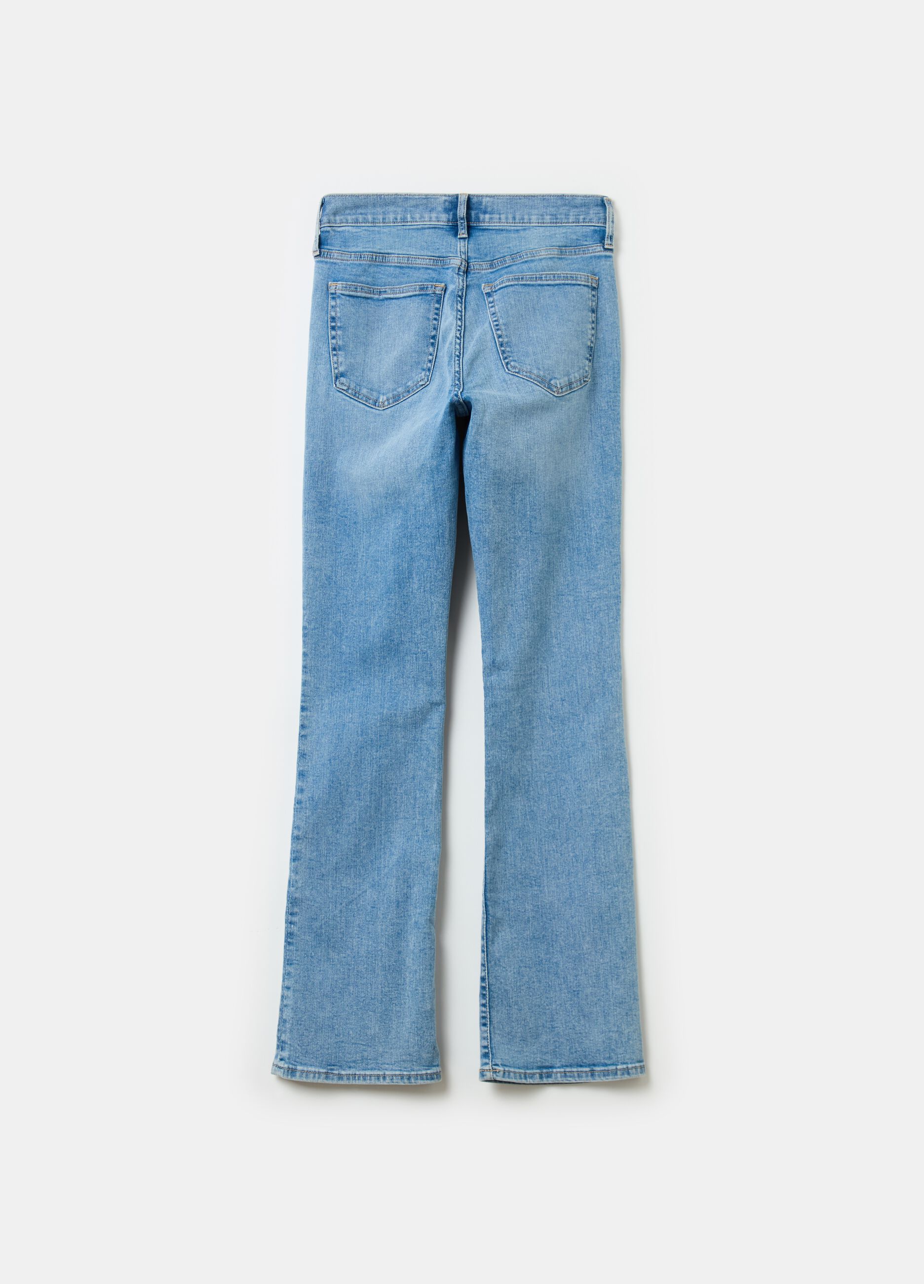 Flare-fit mini bootcut jeans with mid-rise waist