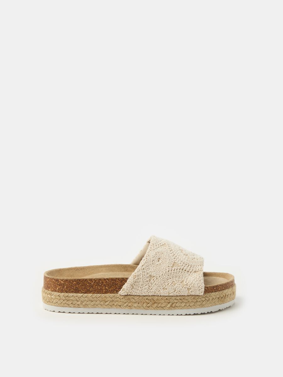 Slip-on sandals with broderie anglaise application_0
