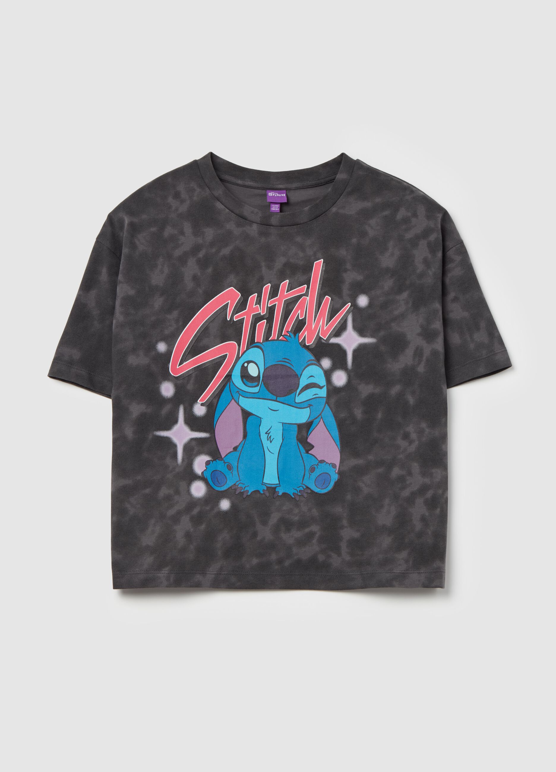 Tie-dye T-shirt with Stitch print