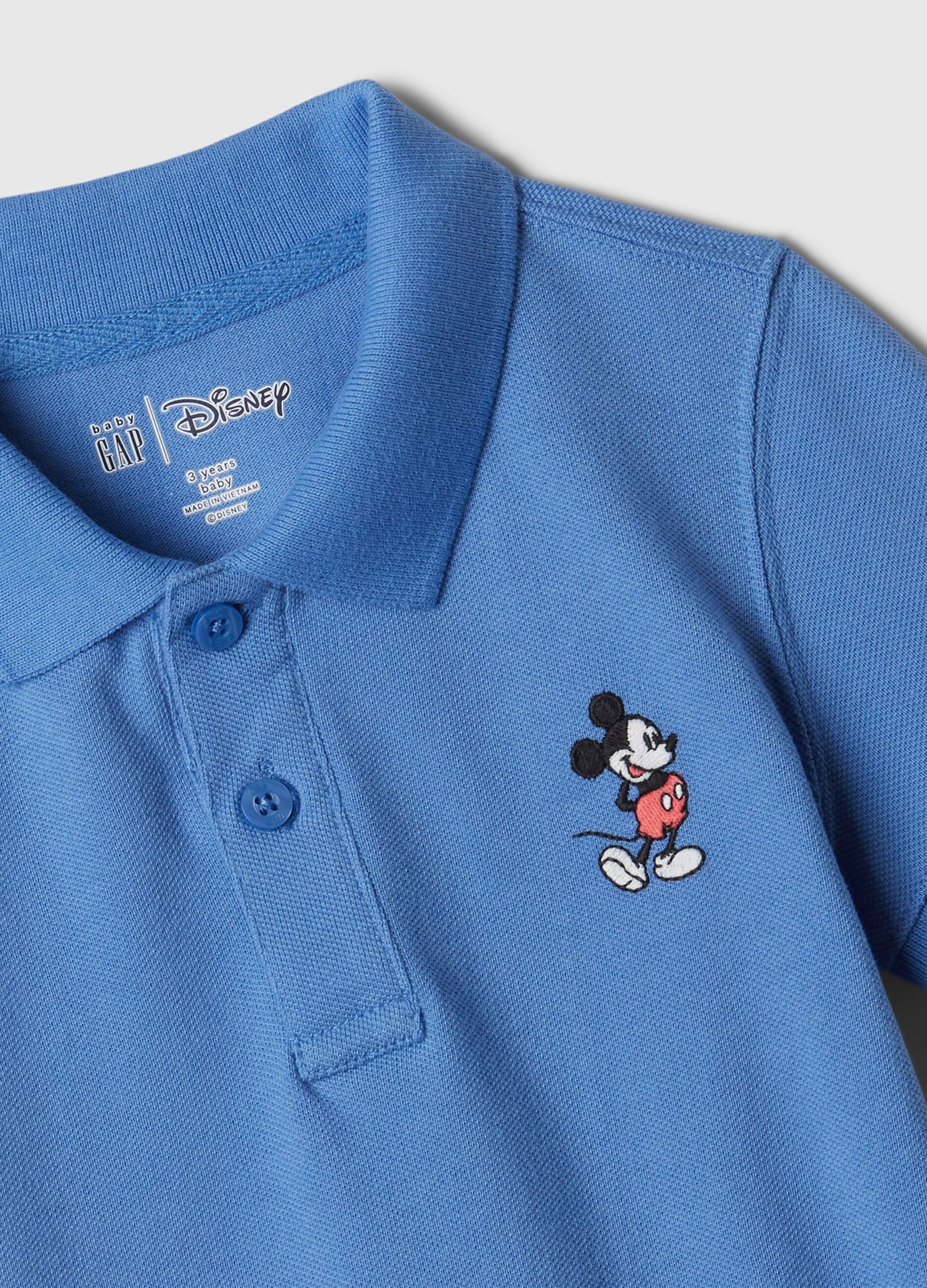 Piquet polo shirt with Disney Mickey Mouse embroidery