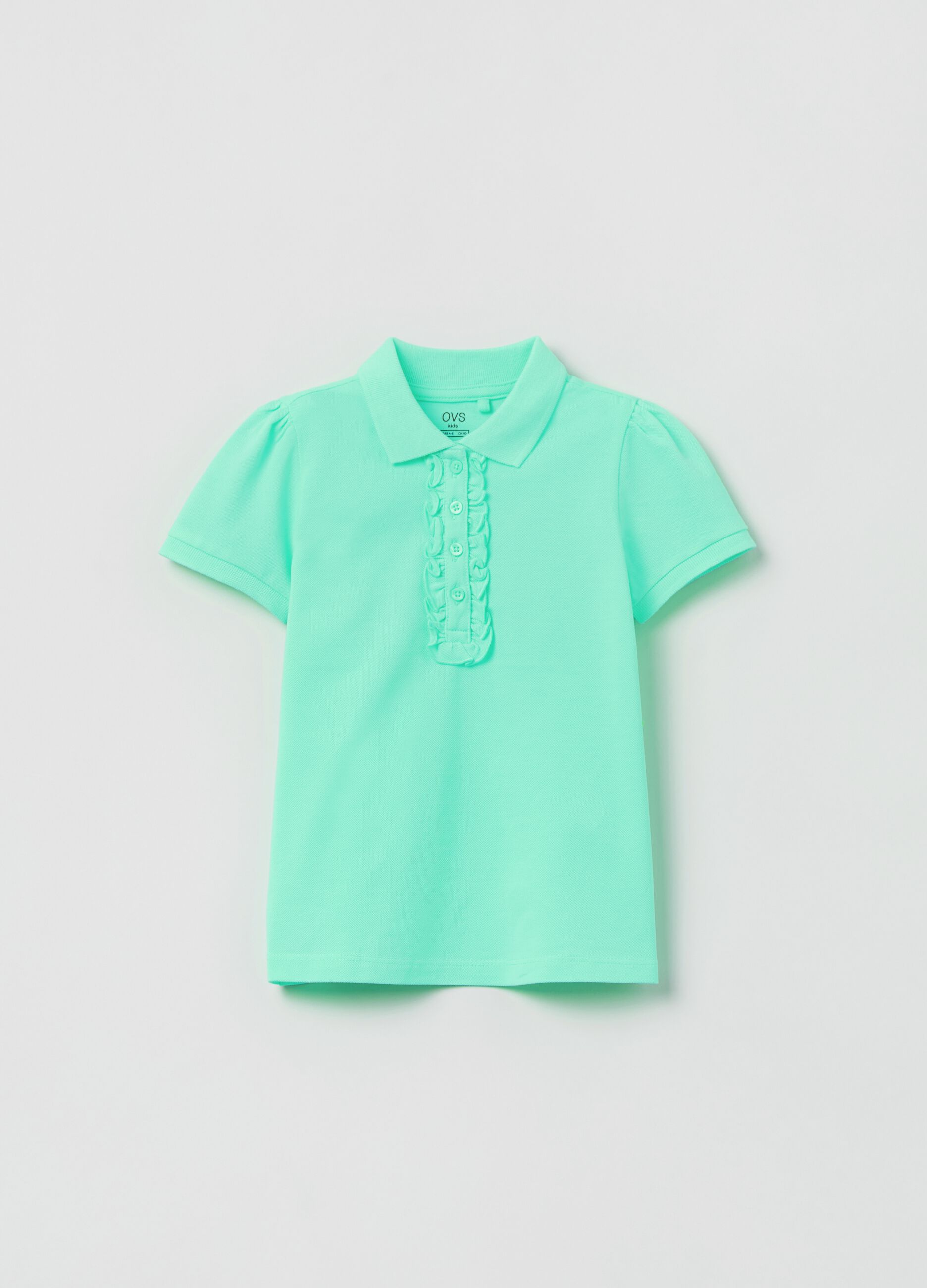 Cotton piquet polo shirt with frills