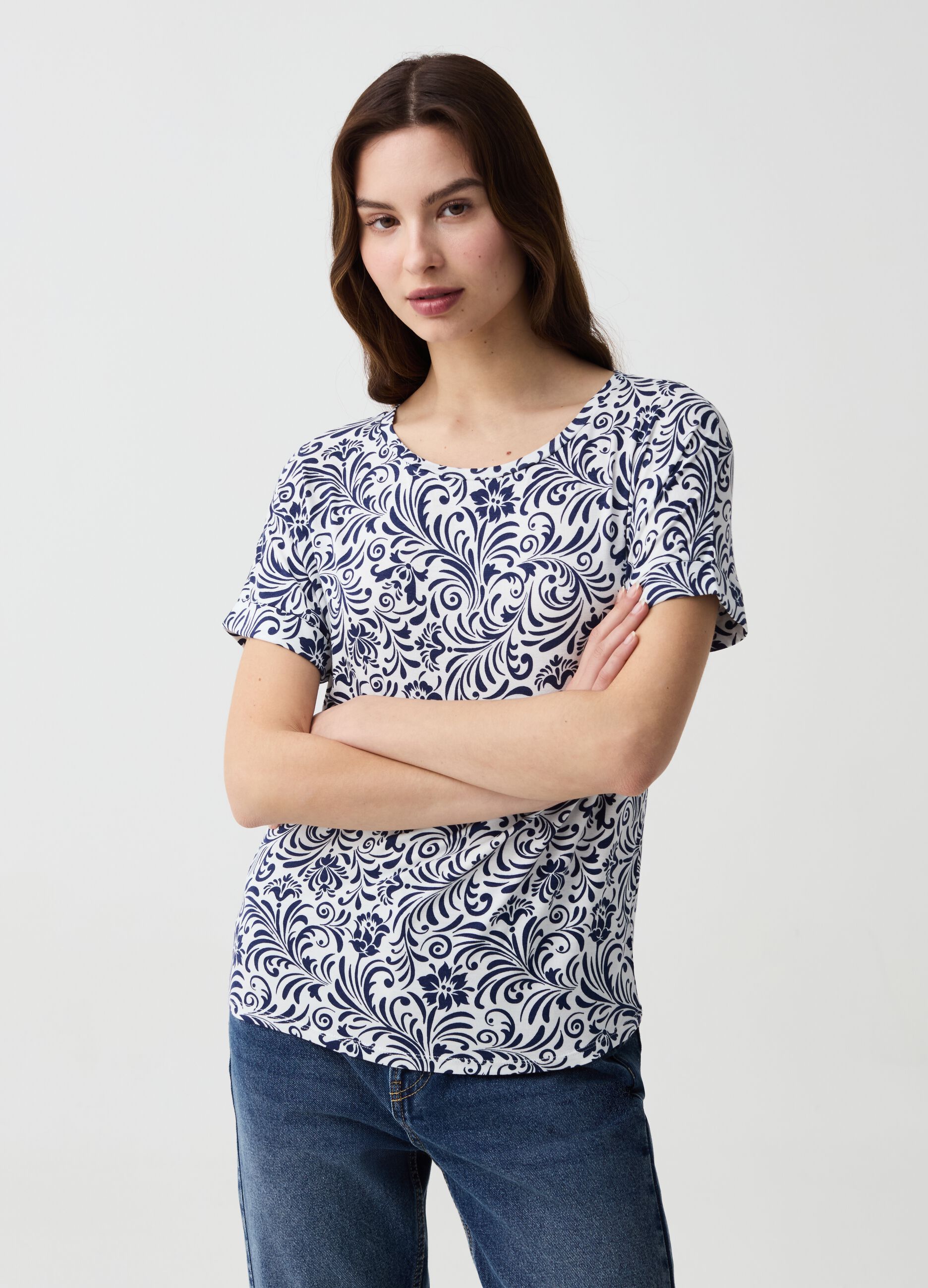 Ovs T-shirt floreale con maniche a kimono