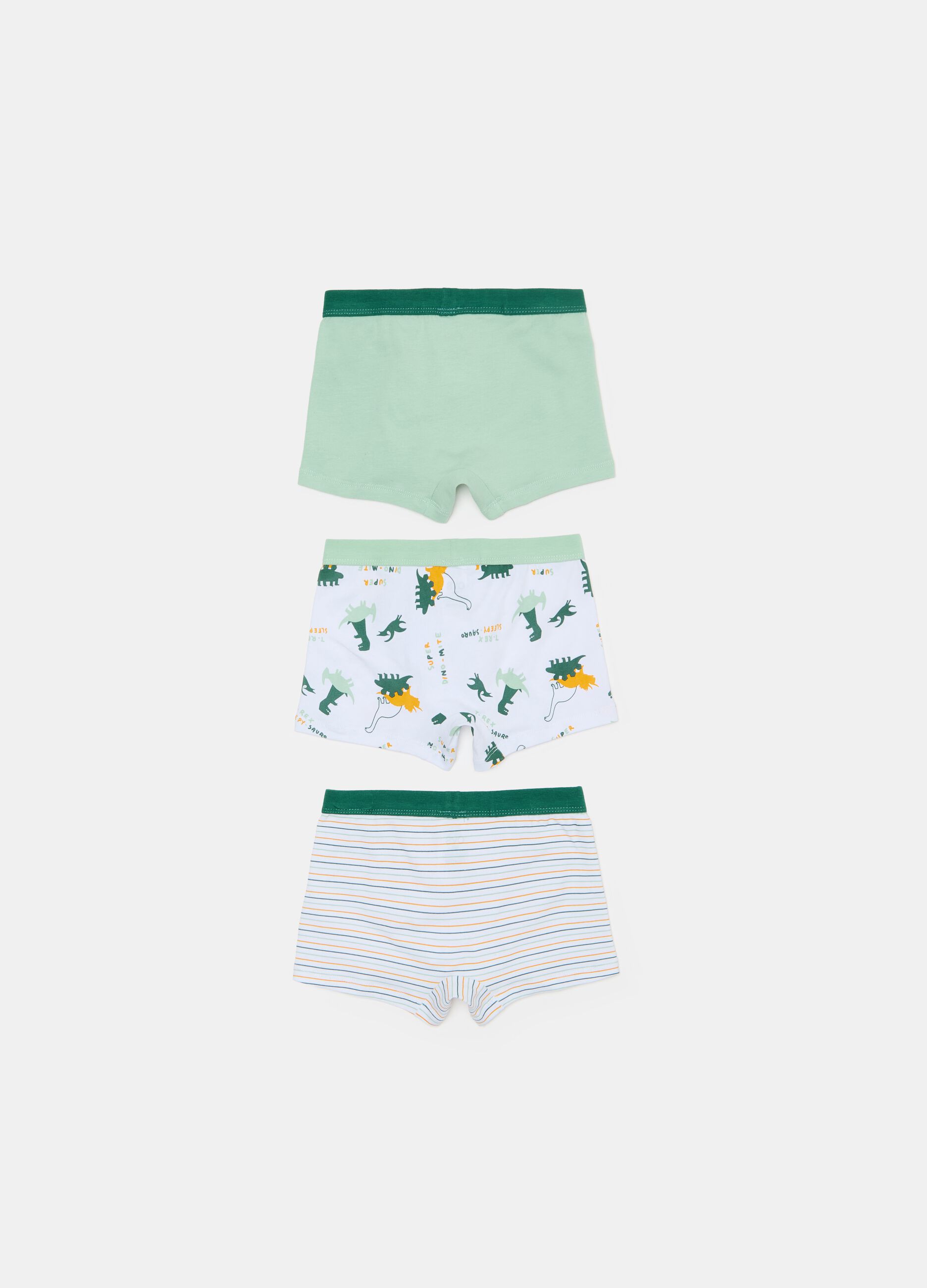 Three-pack boxer shorts with dinosaurs print