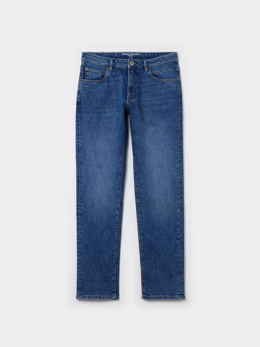 Regular-fit cross-hatch cotton jeans_4