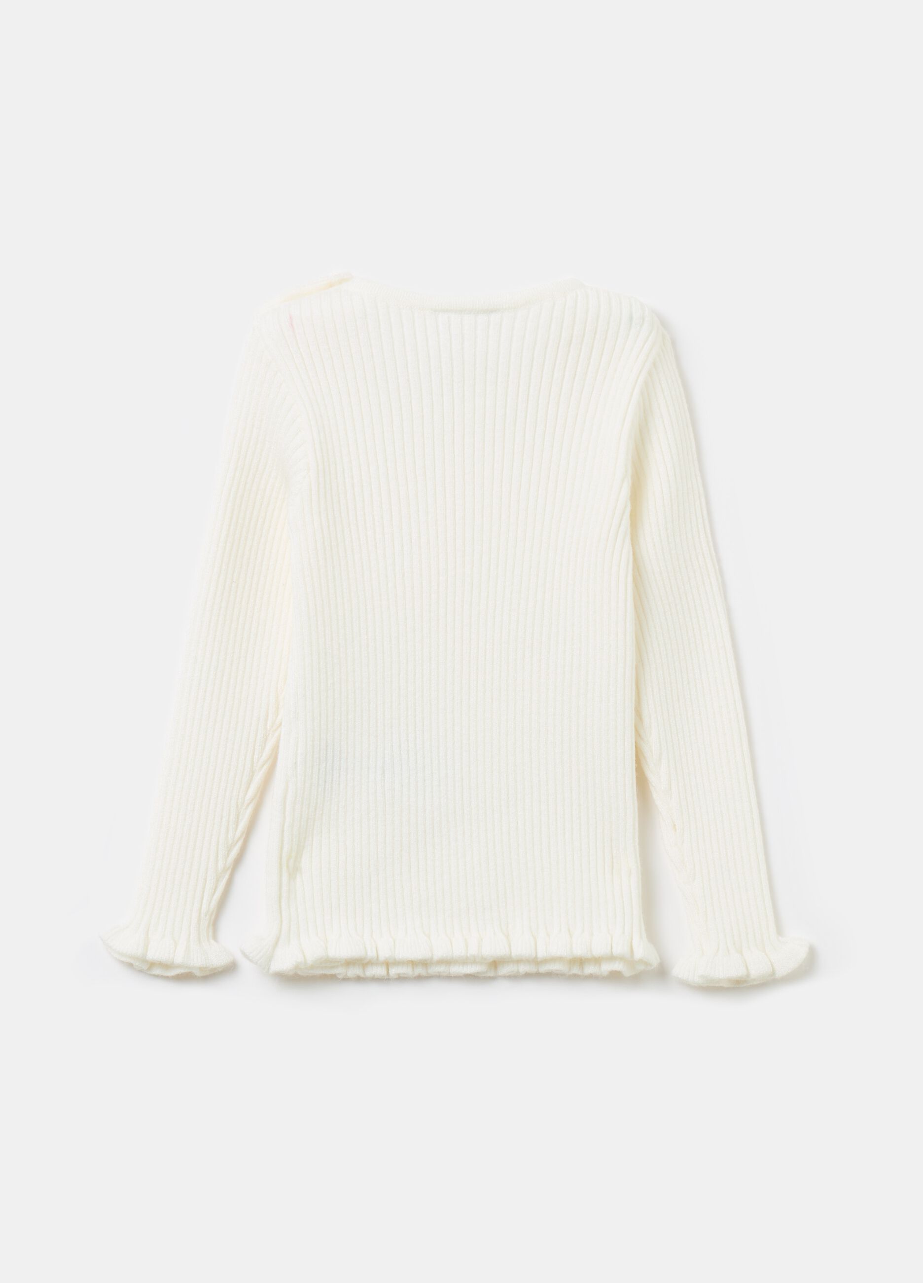 Ribbed pullover with frills