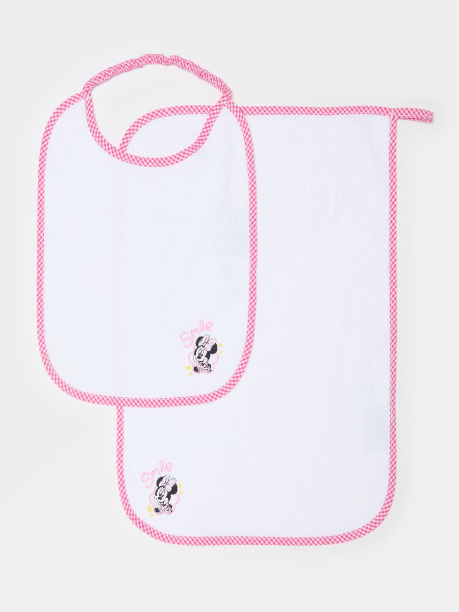 Baby bib and towel set with Minnie Mouse embroidery_1