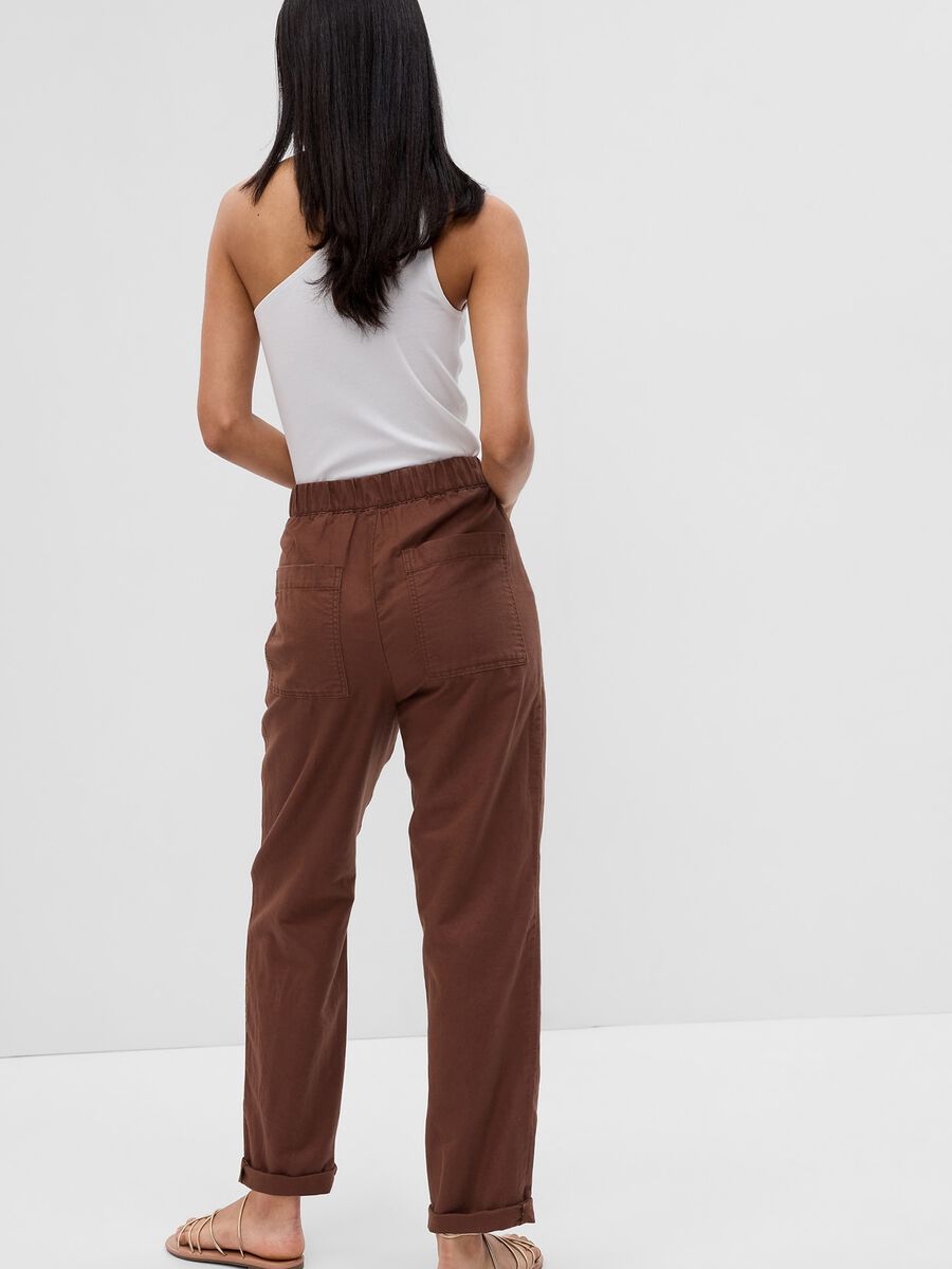 Pantaloni straight fit in lino e cotone_1