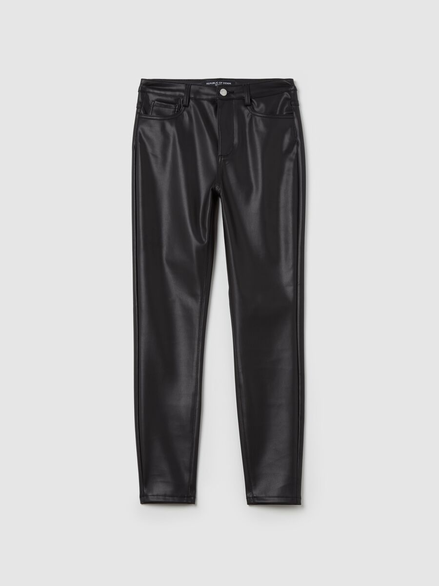 Glossy-effect skinny-fit trousers_4