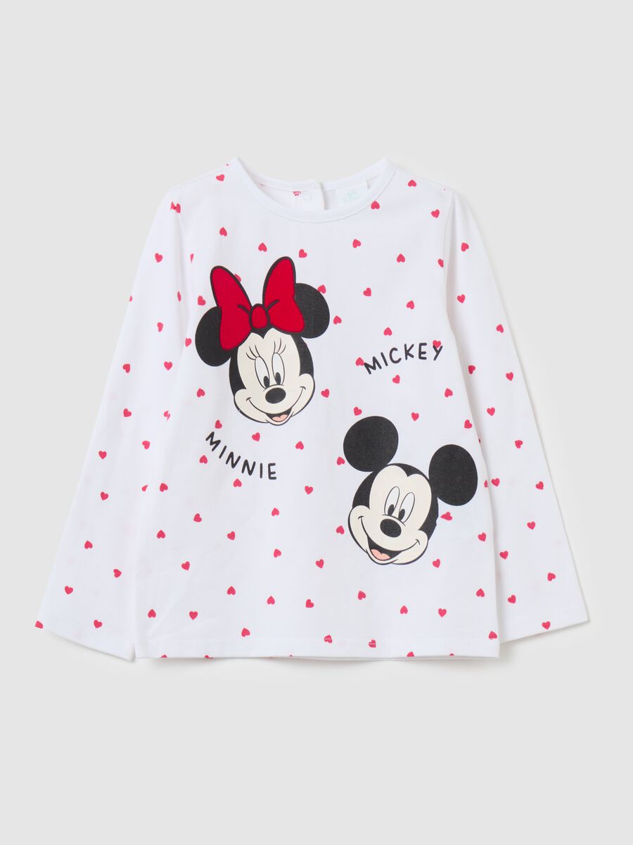 T-shirt maniche lunghe stampa Minnie e Topolino_0