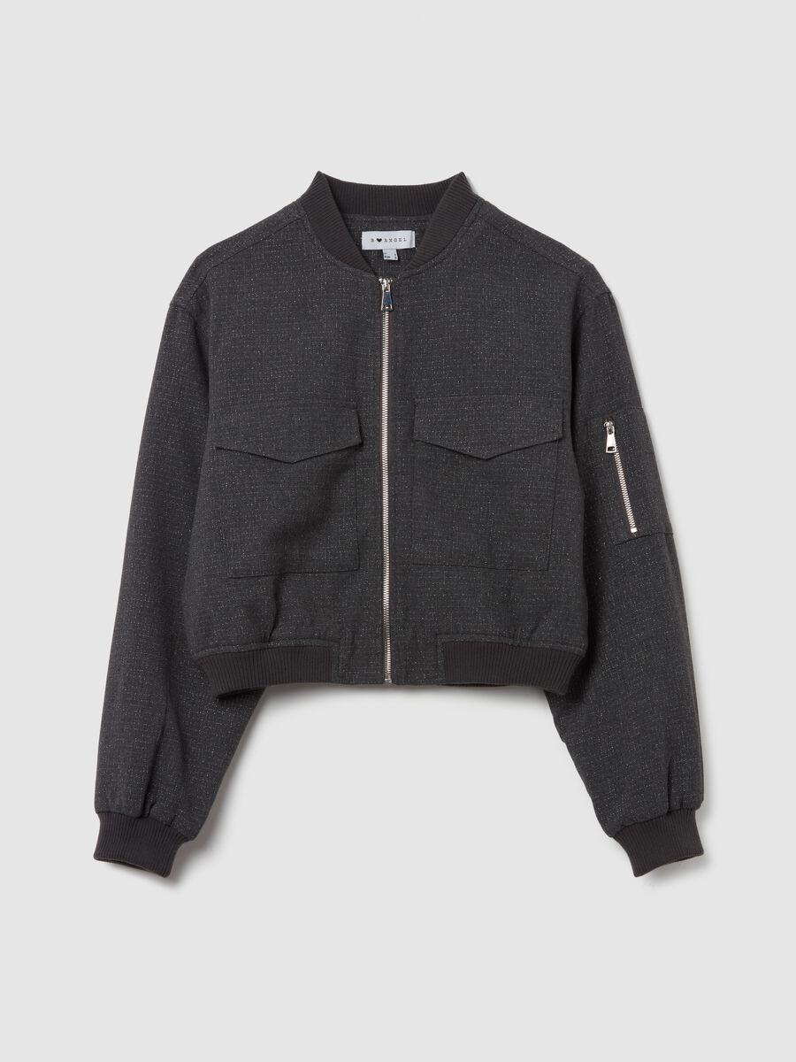 Full-zip bomber jacket with lurex_4