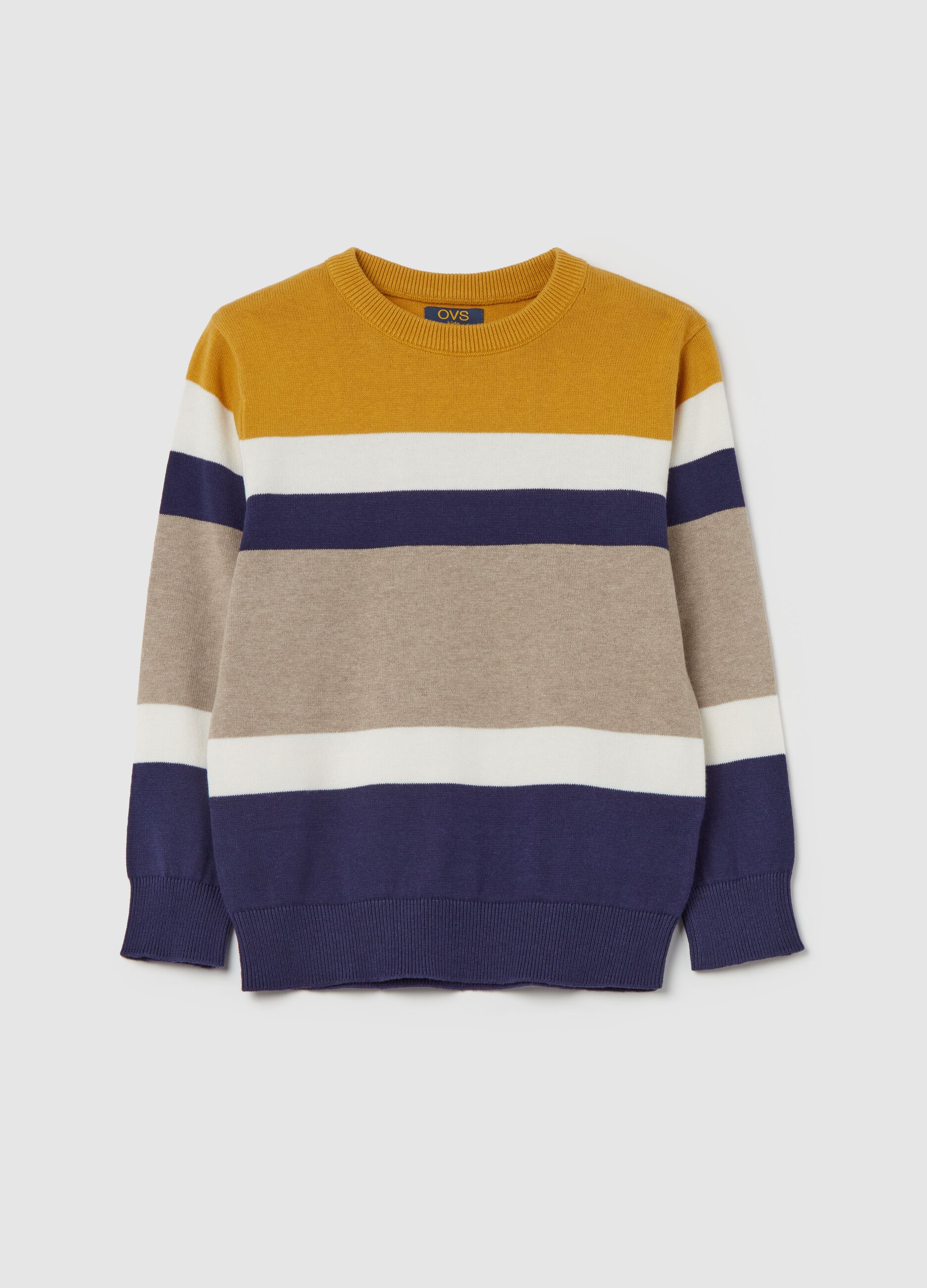 Pullover in cotone con fantasia a righe