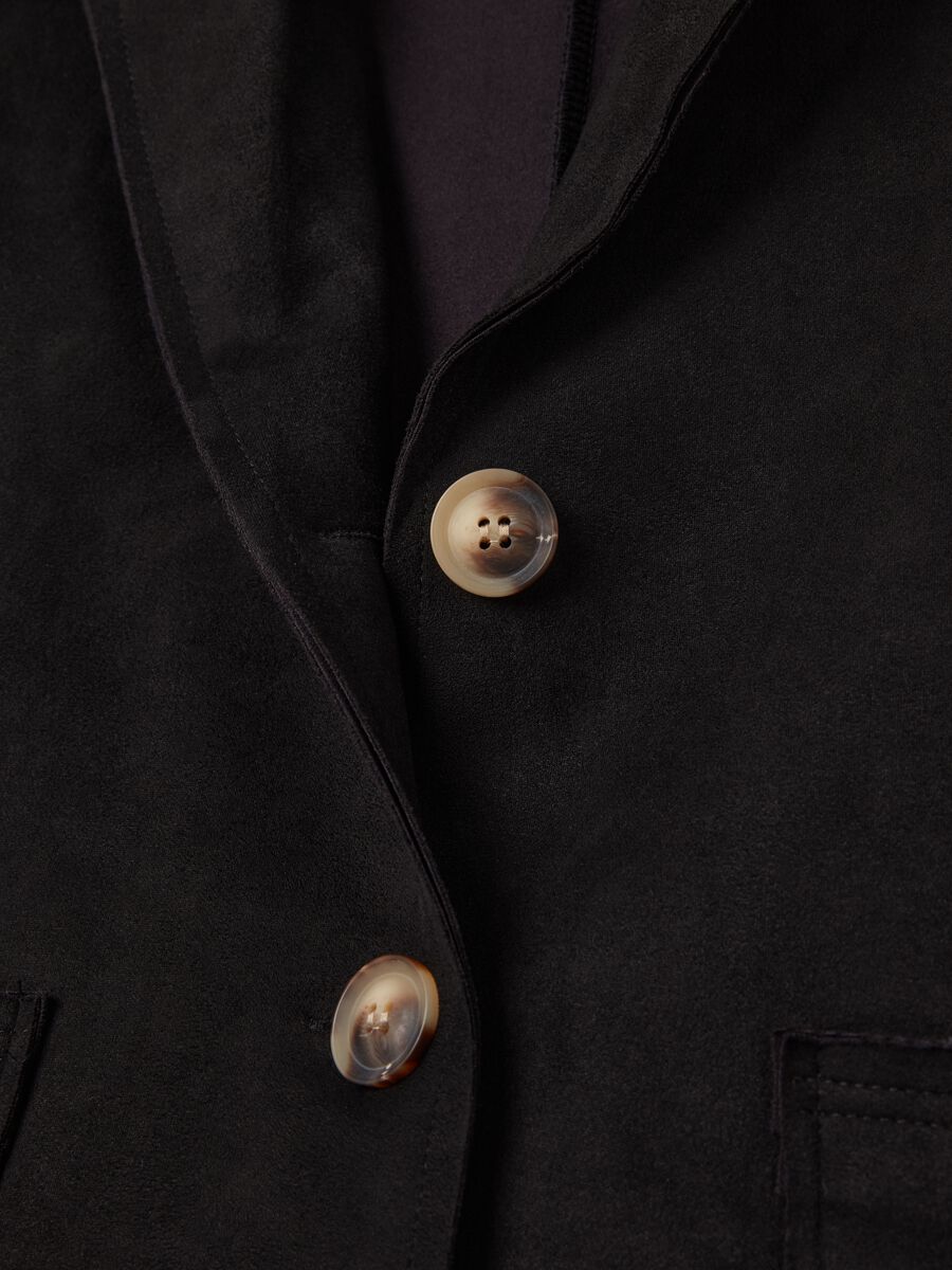 Single-breasted blazer with suede effect_1