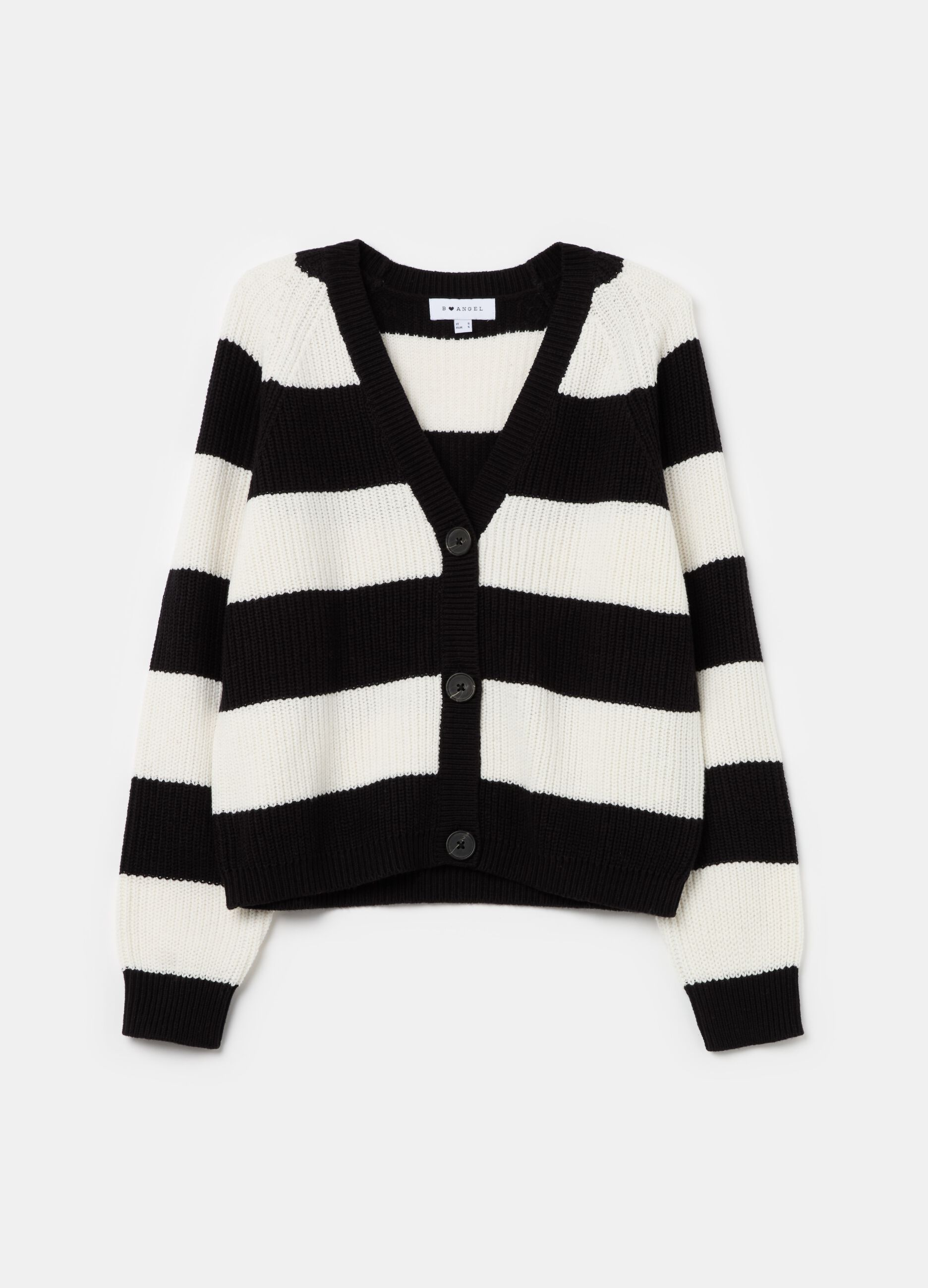 Pullover with striped pattern and V neck