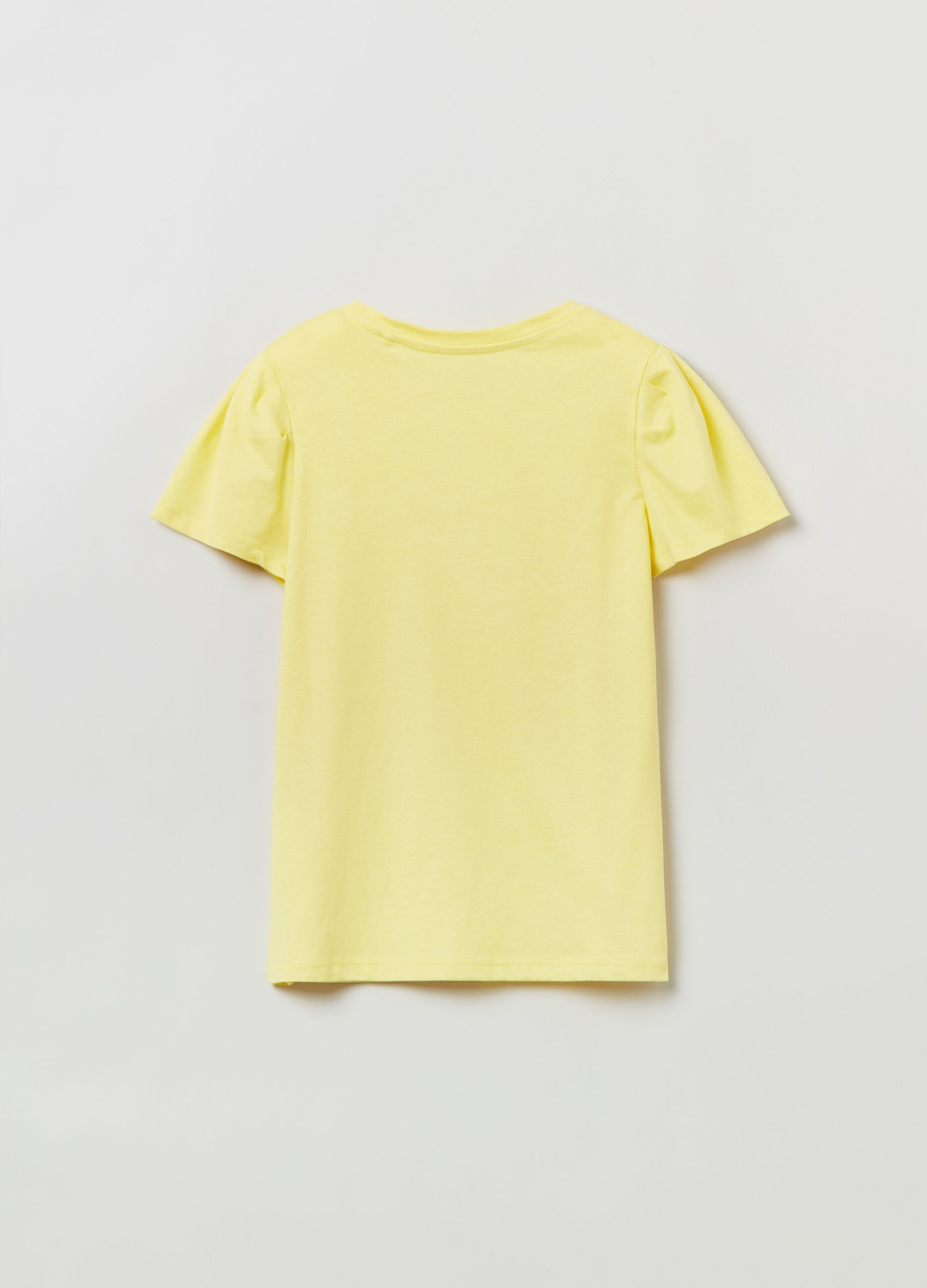 Cotton T-shirt with puff sleeves