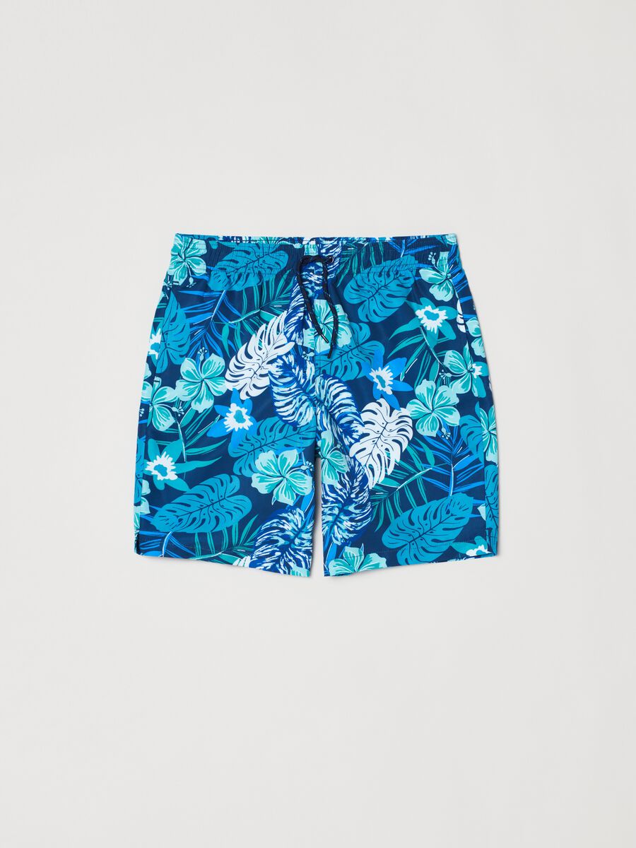 Swimming trunks with foliage print_0