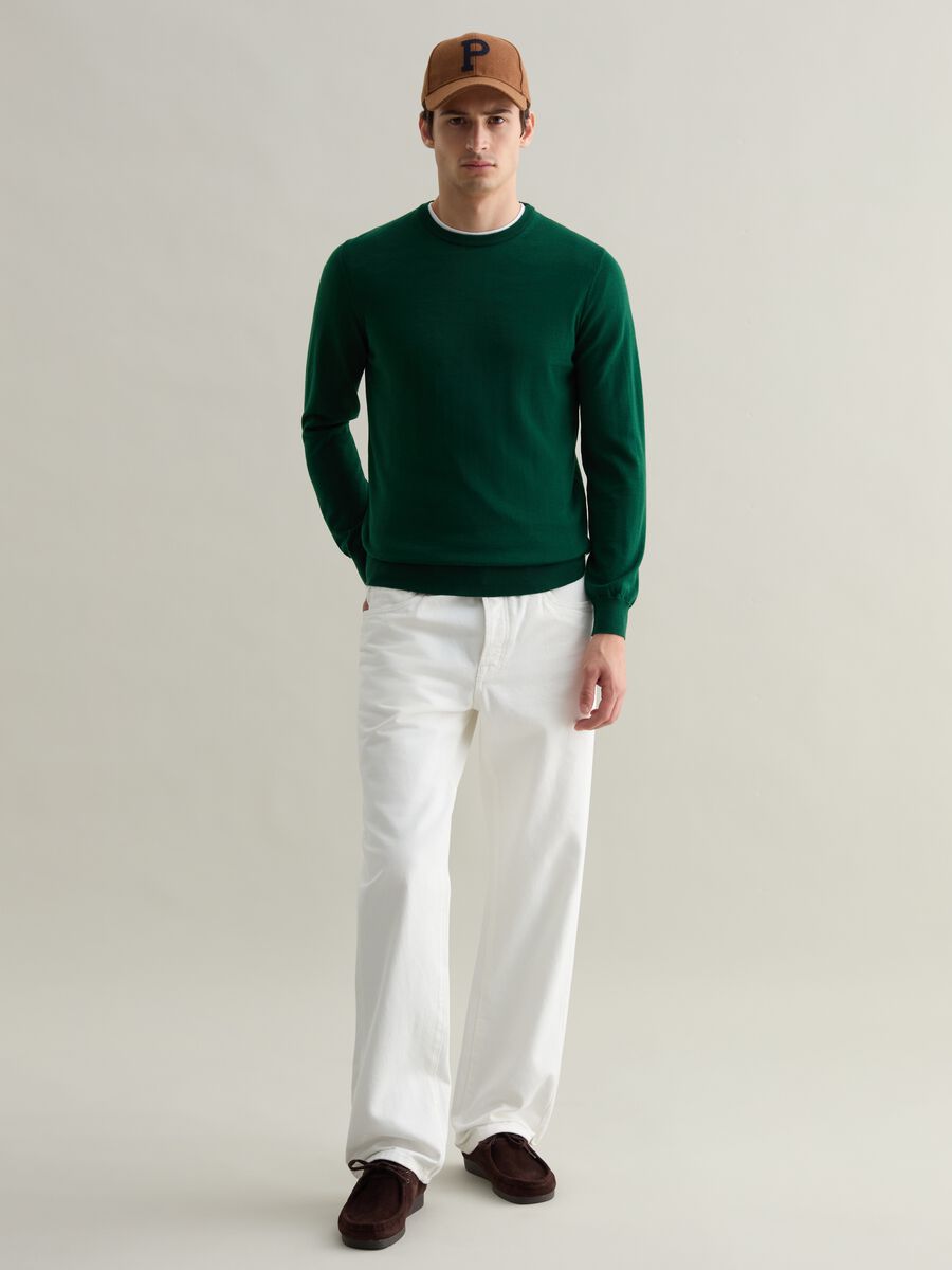 Merino wool pullover with round neck_0