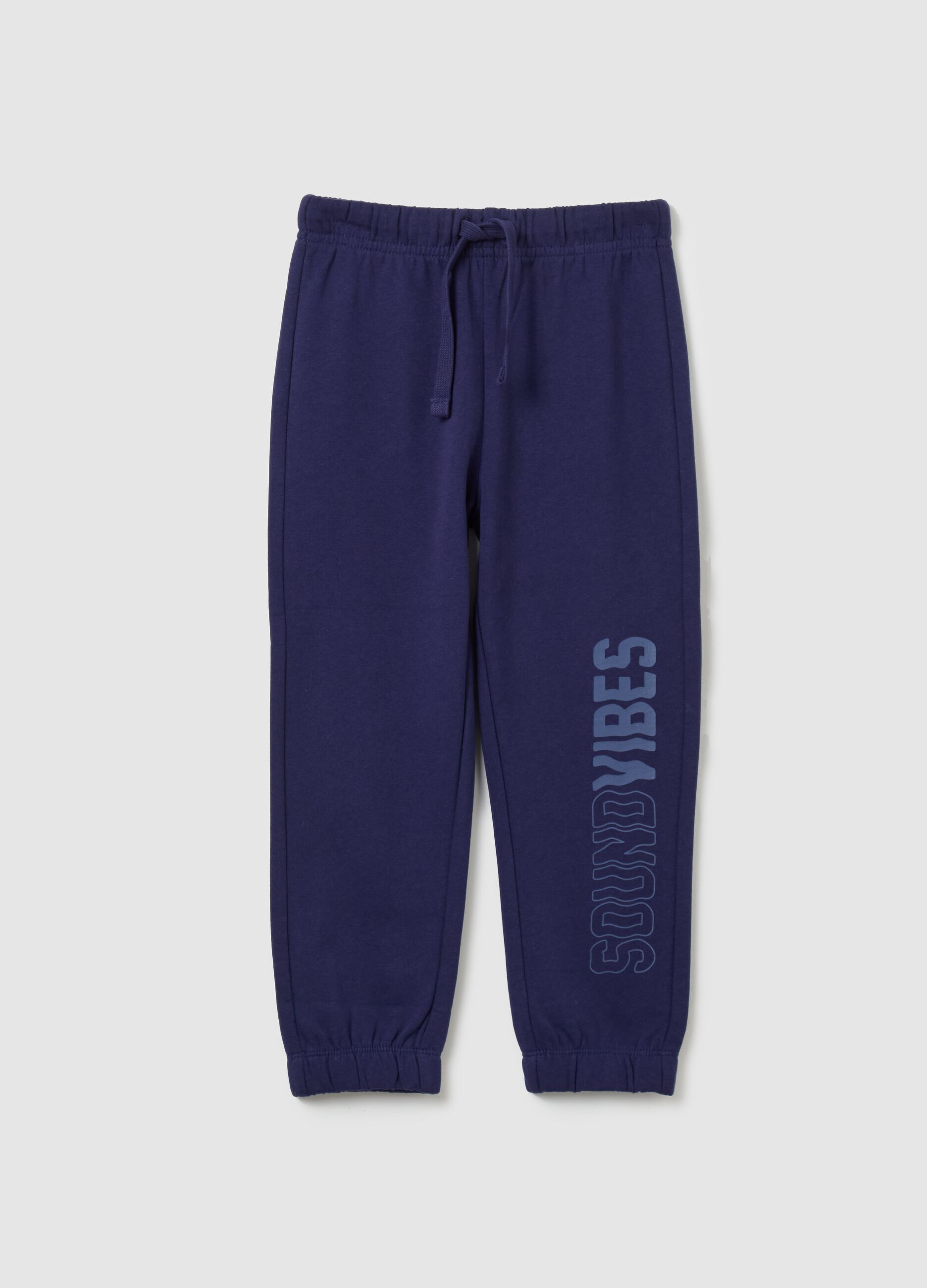 Fleece joggers with drawstring and print