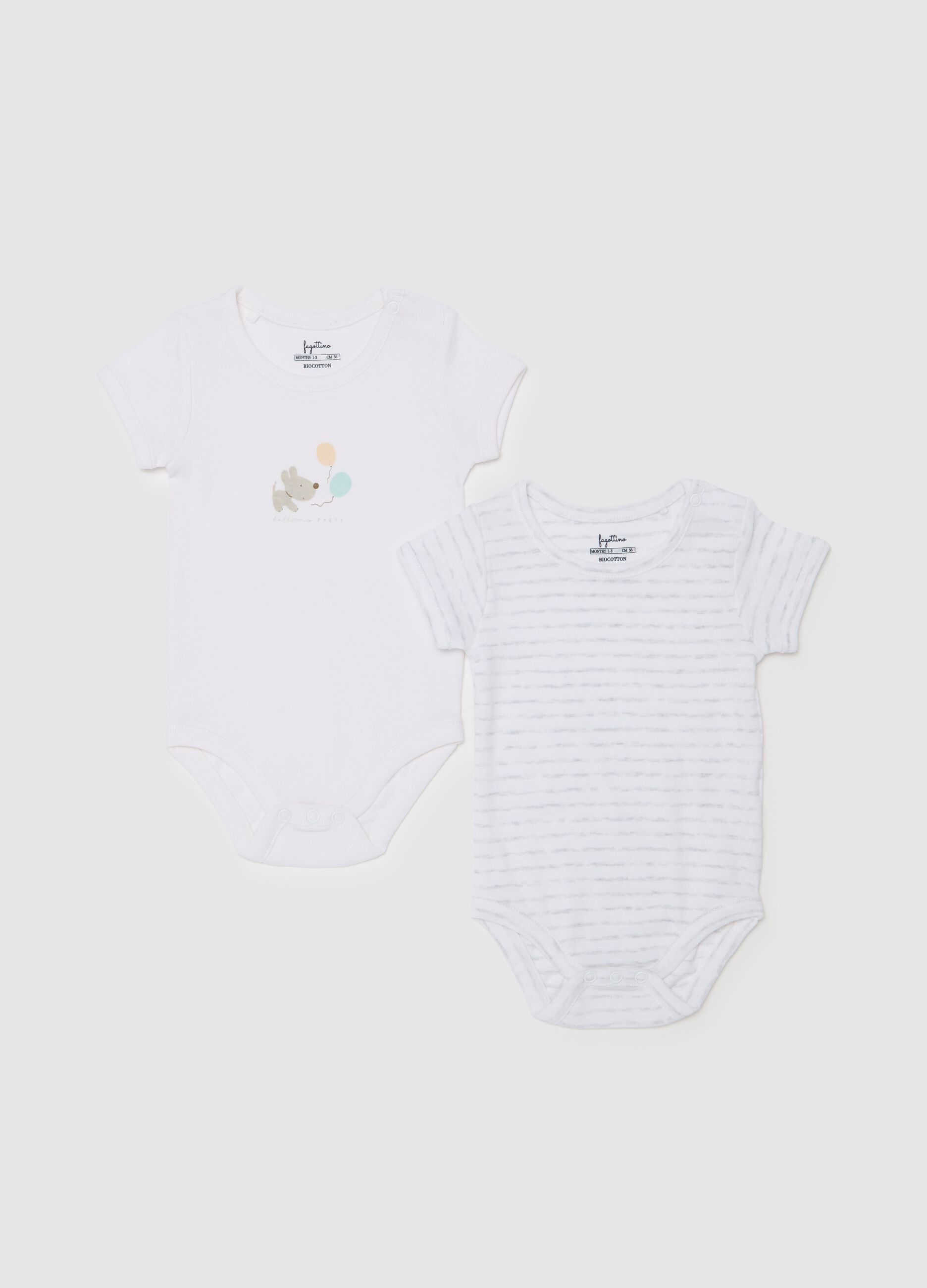 Two-pack striped bodysuits in organic cotton