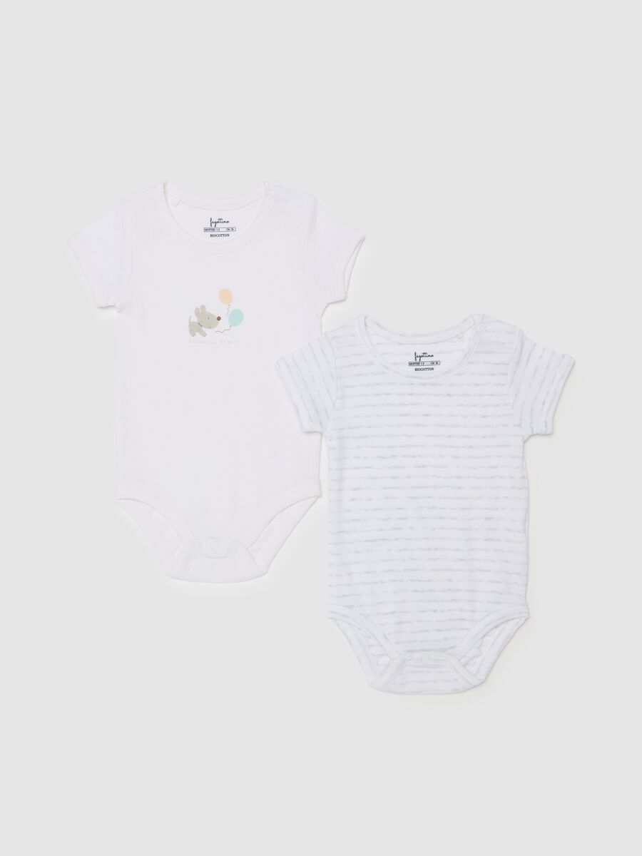 Two-pack striped bodysuits in organic cotton_0