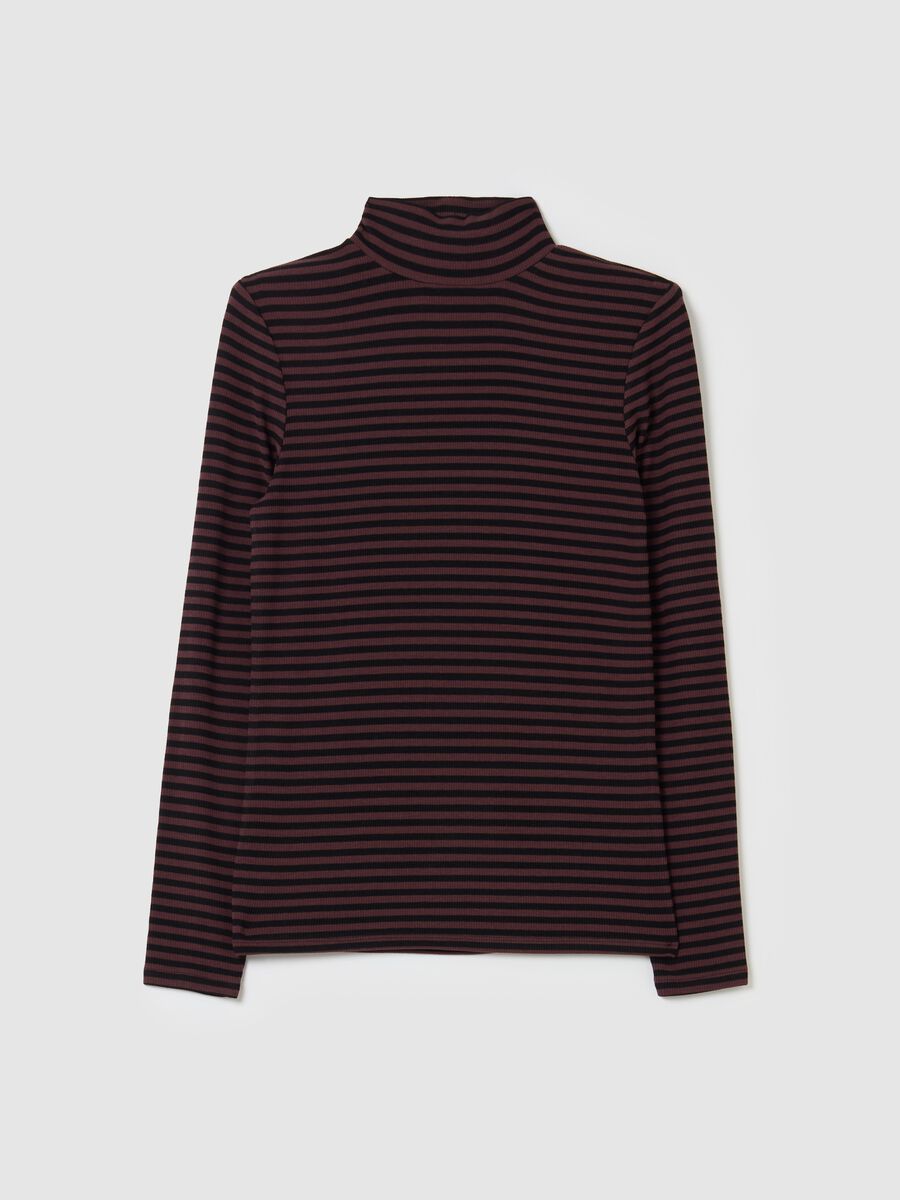 Striped T-shirt with mock neck_4