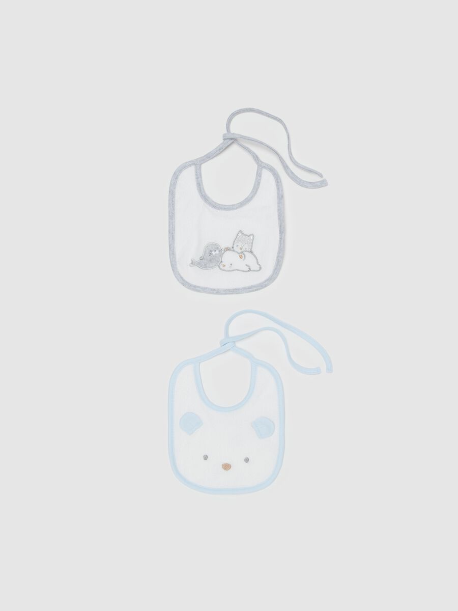 Two-pack bibs with animals embroidery_0