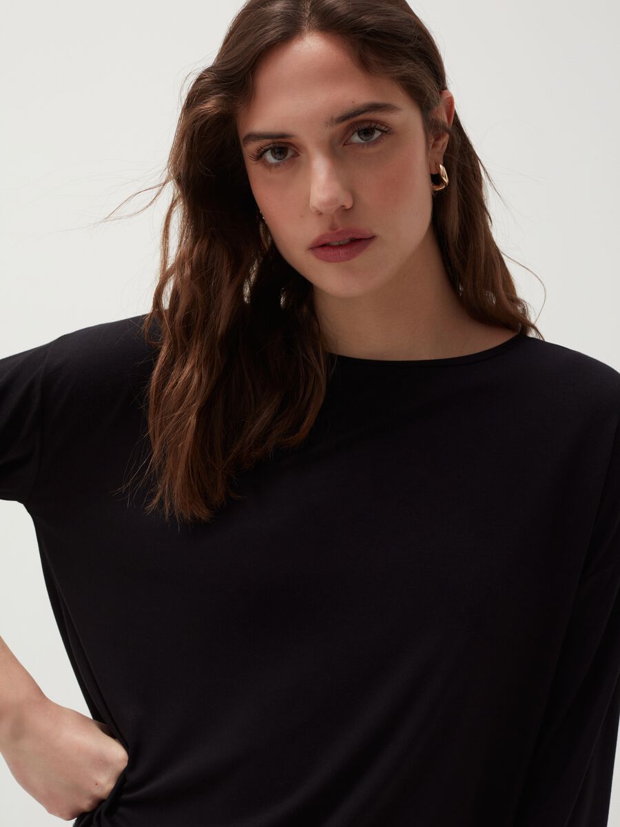 Viscose T-shirt with three-quarter sleeves_1