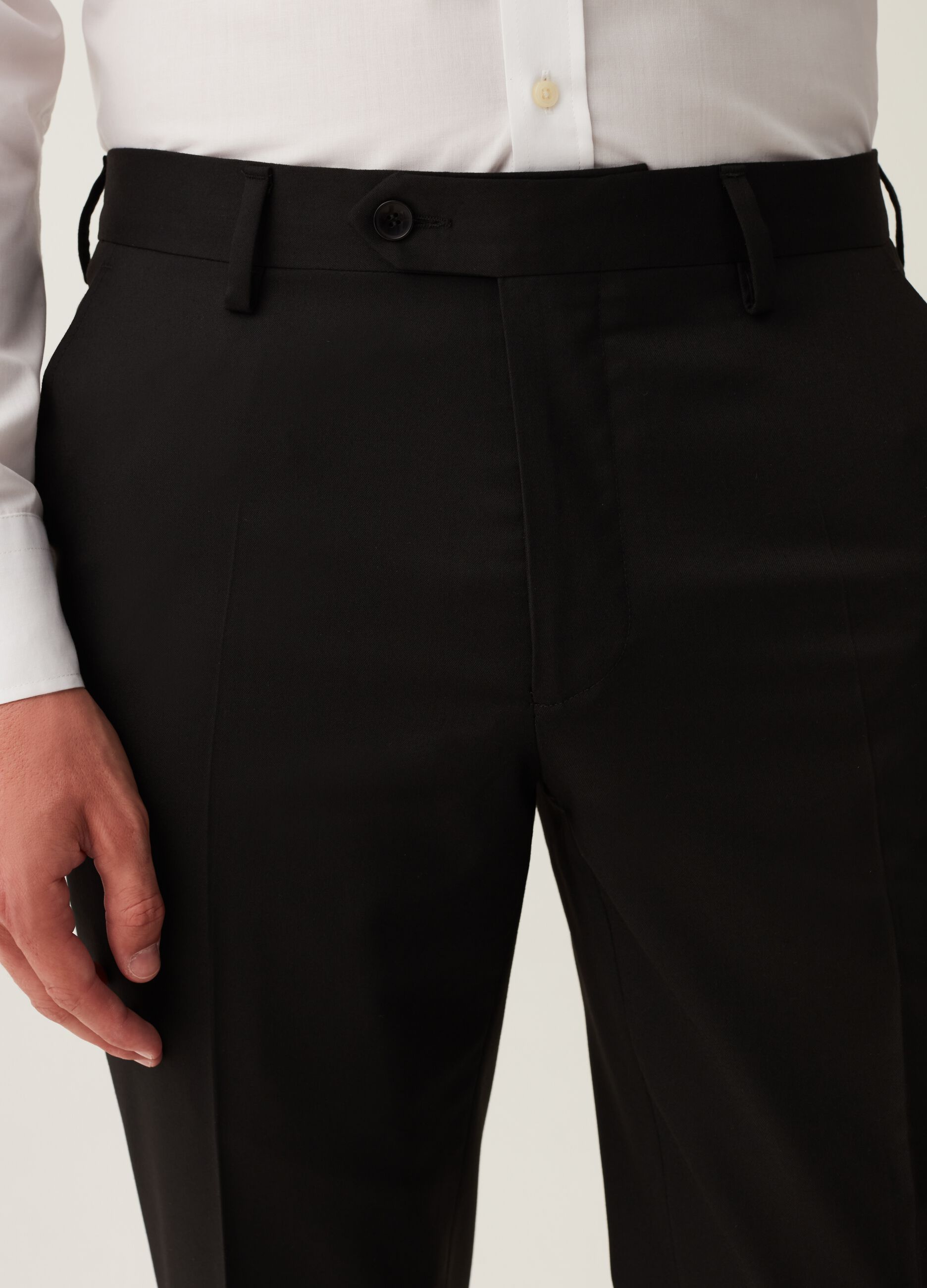 Black slim-fit trousers