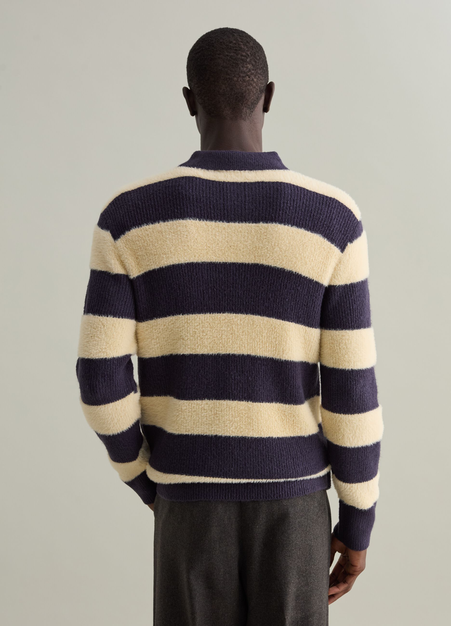 Striped pullover with polo neckline