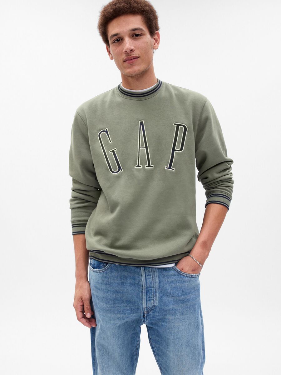 Sweatshirt with round neck and logo embroidery_0