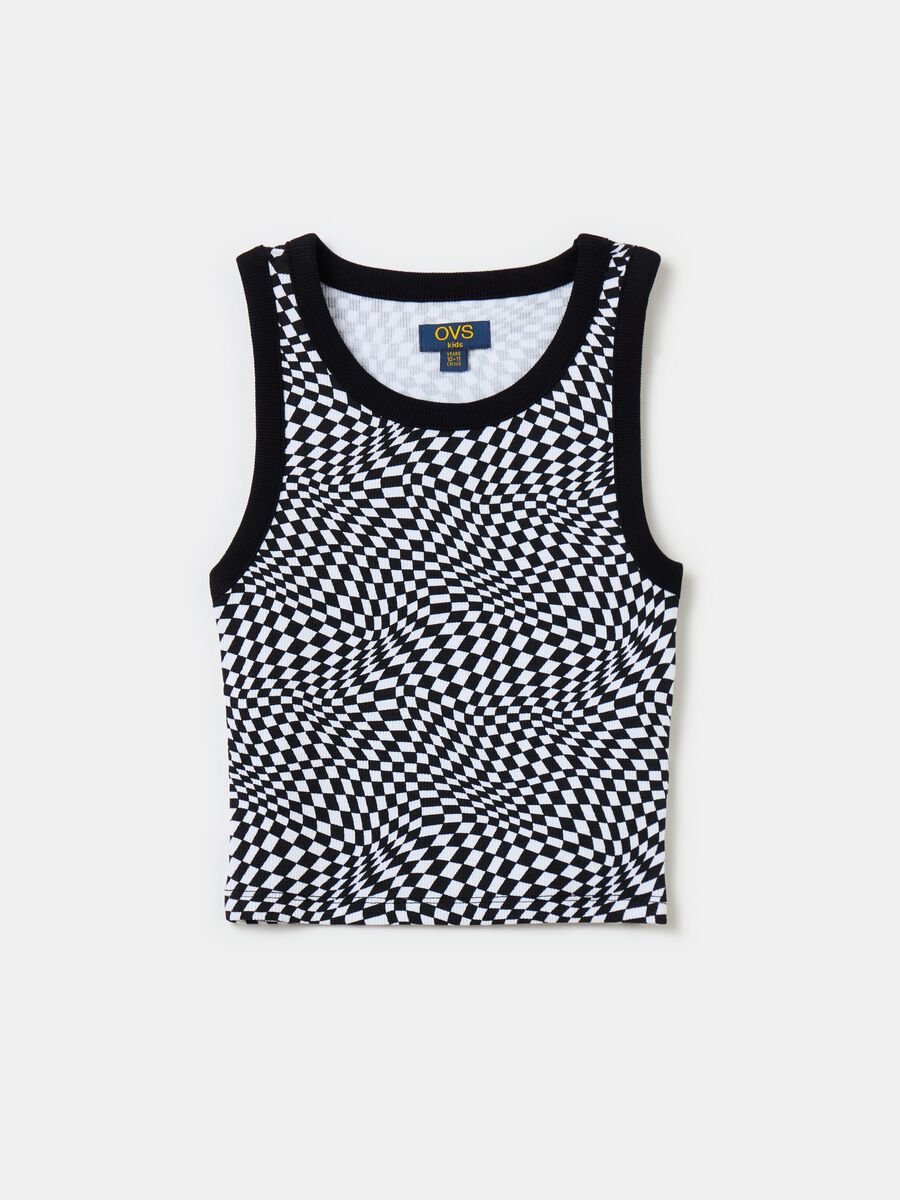 Ribbed tank top with print_0