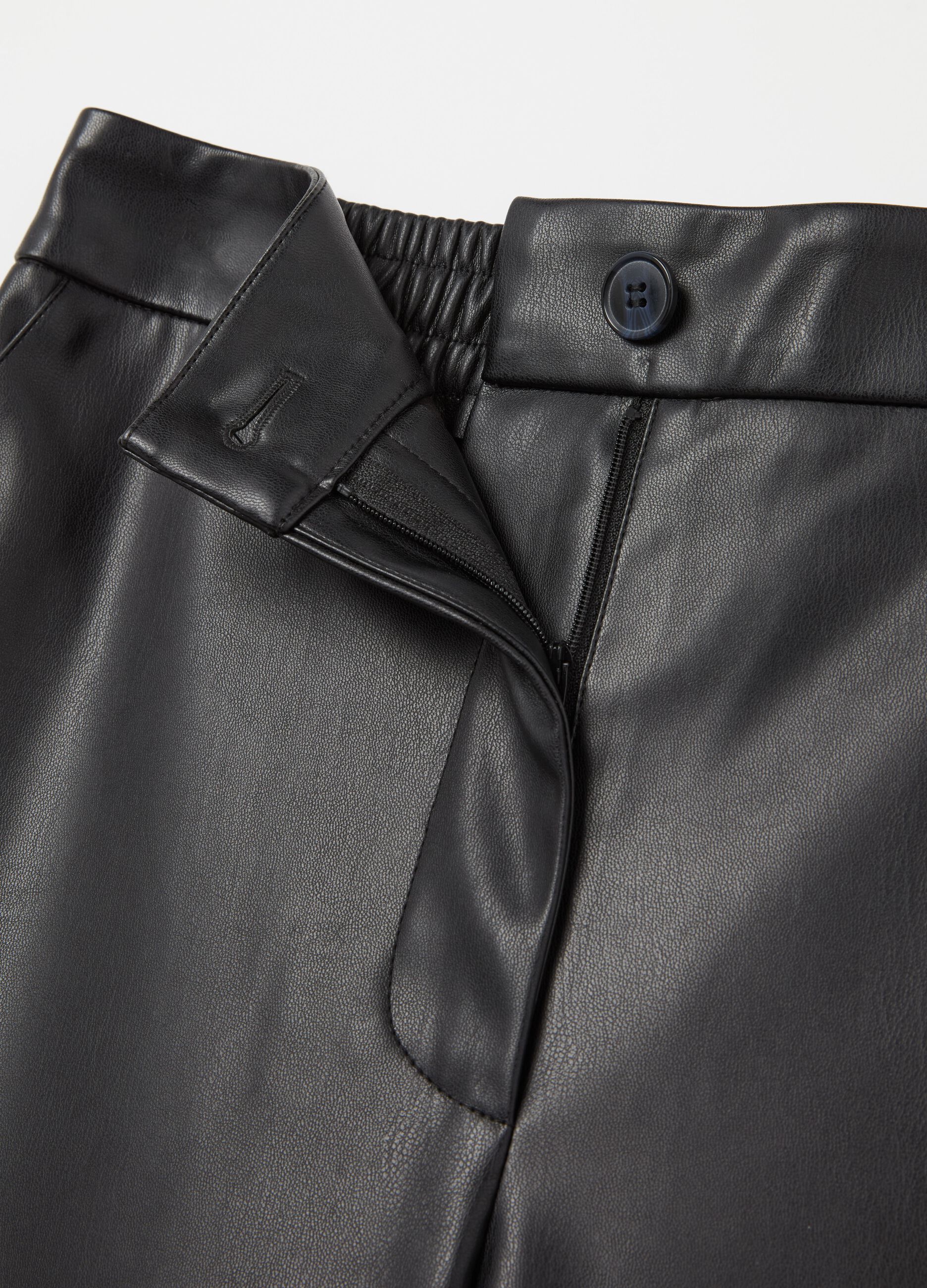 Straight-fit glossy-effect trousers