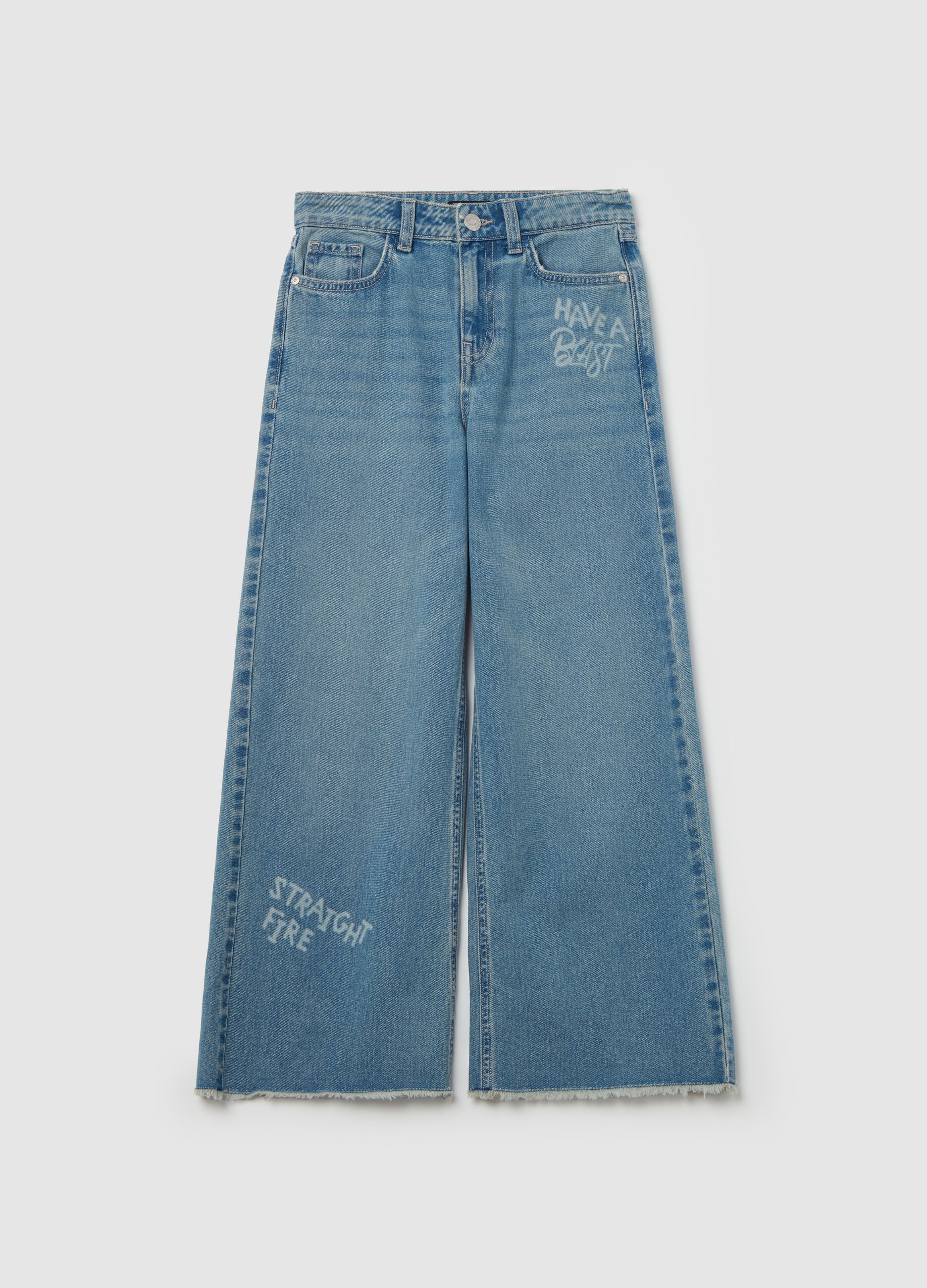 Wide-leg jeans with lettering print