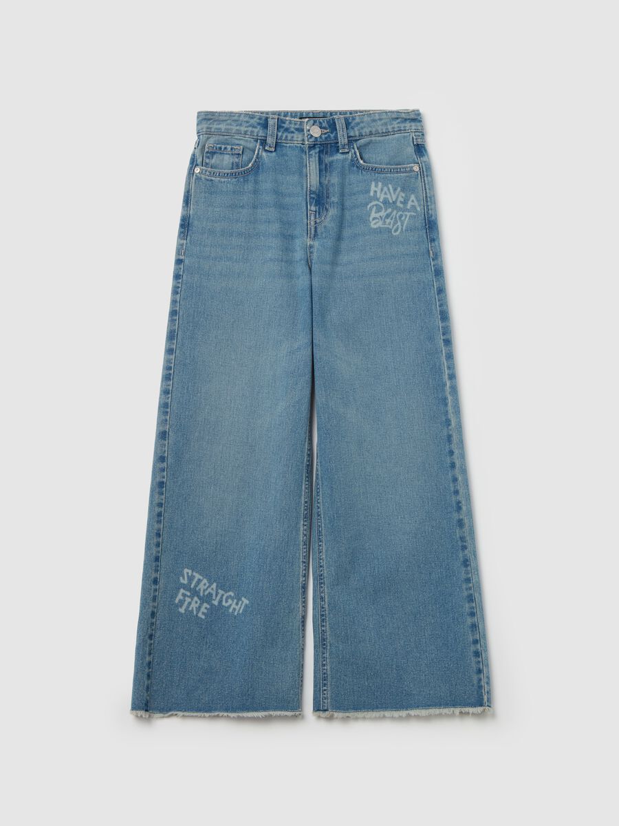 Wide-leg jeans with lettering print_0