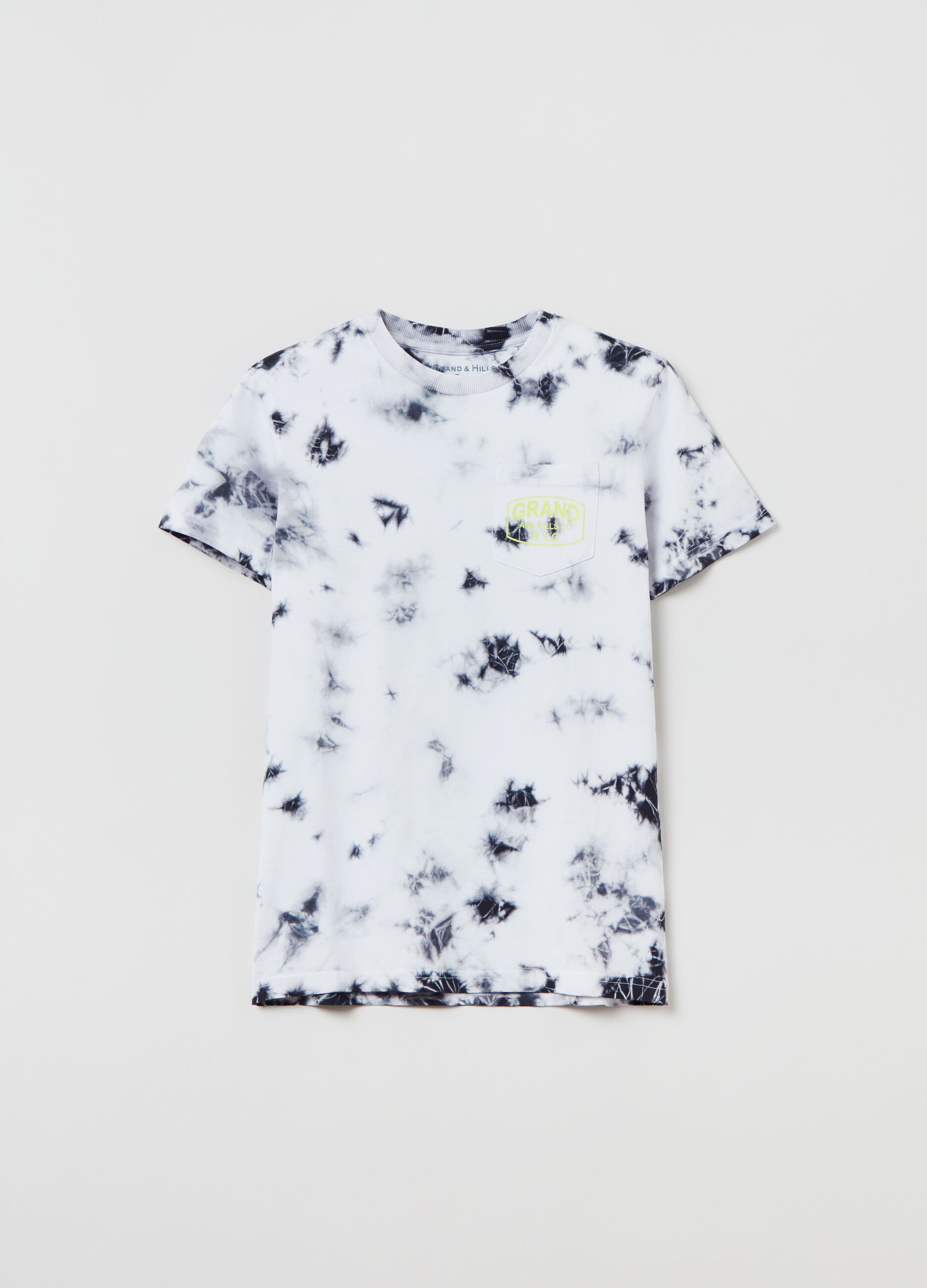 Tie-dye T-shirt with Grand&hills print