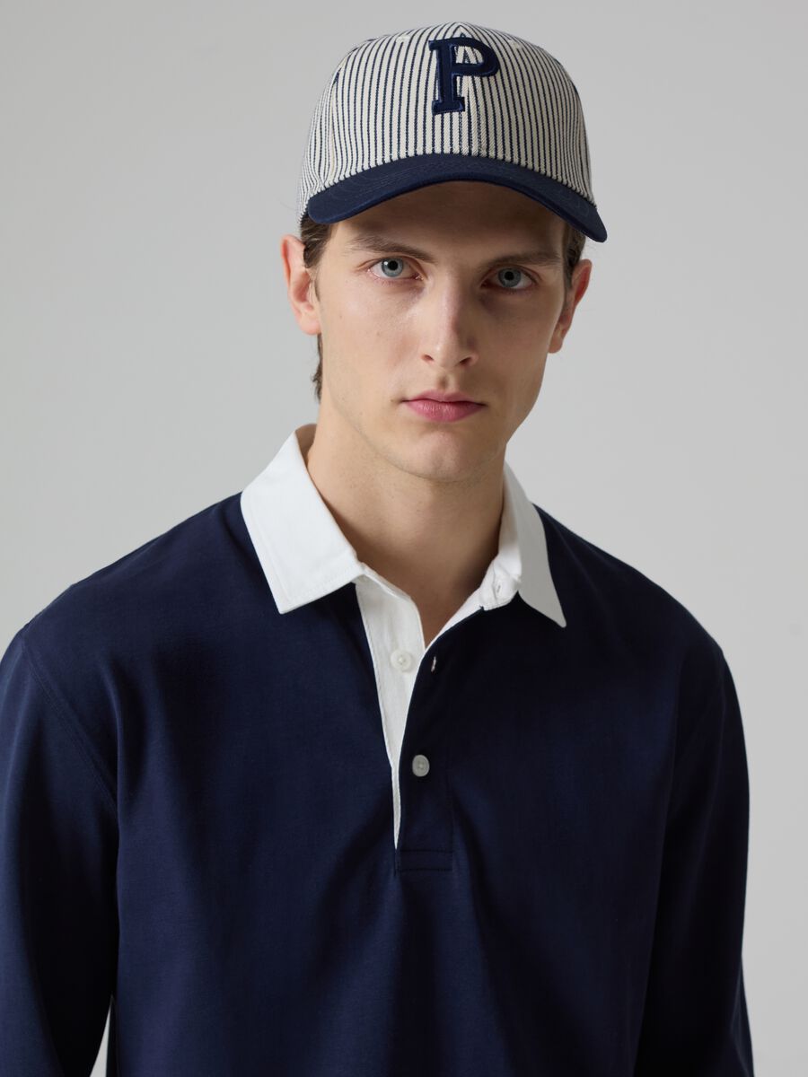 Long-sleeved polo shirt with contrasting collar_1