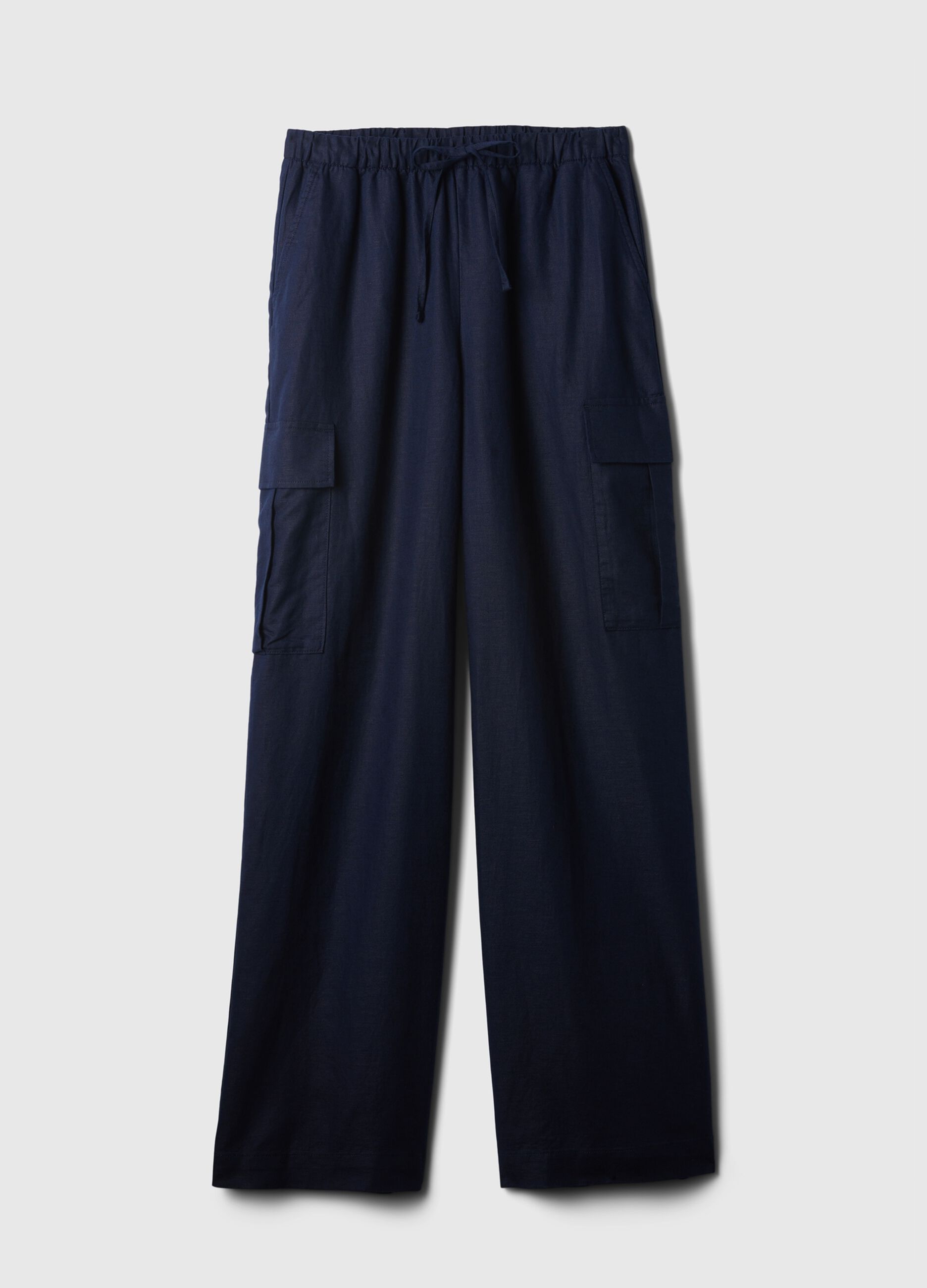 Pull-on wide-leg cargo trousers