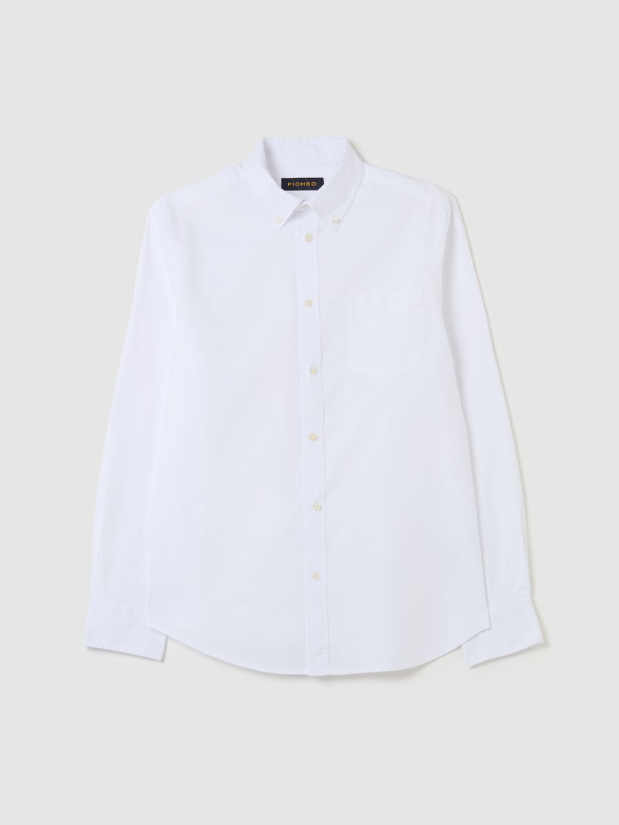 Oxford cotton shirt with button-down collar_0