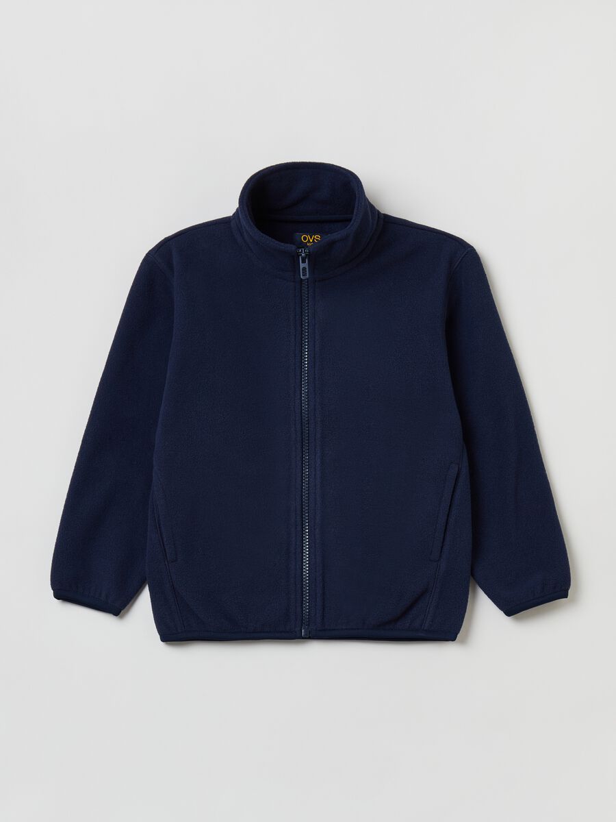 Fleece full-zip sweatshirt with high neck_0