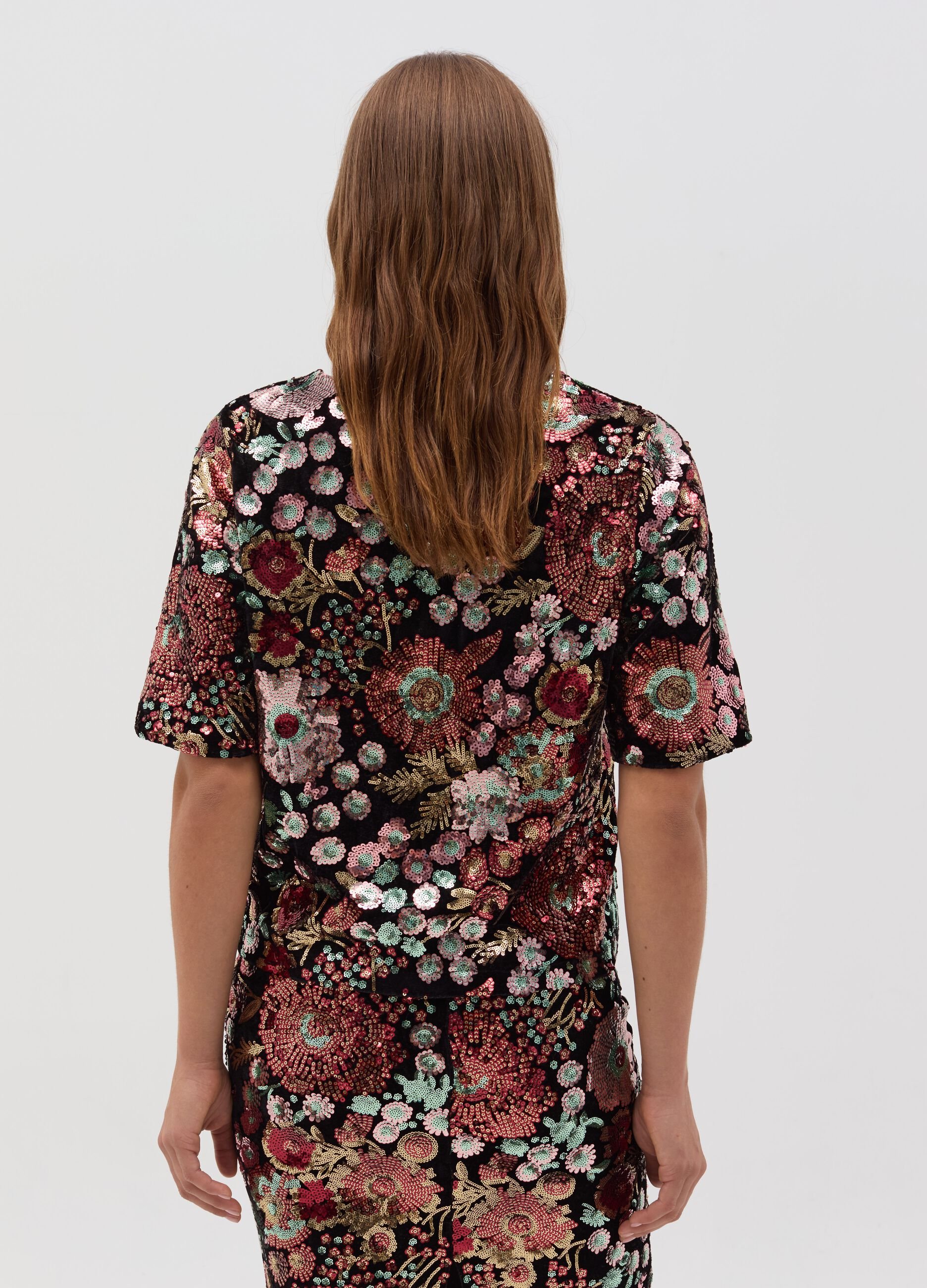 Top with floral design in sequins