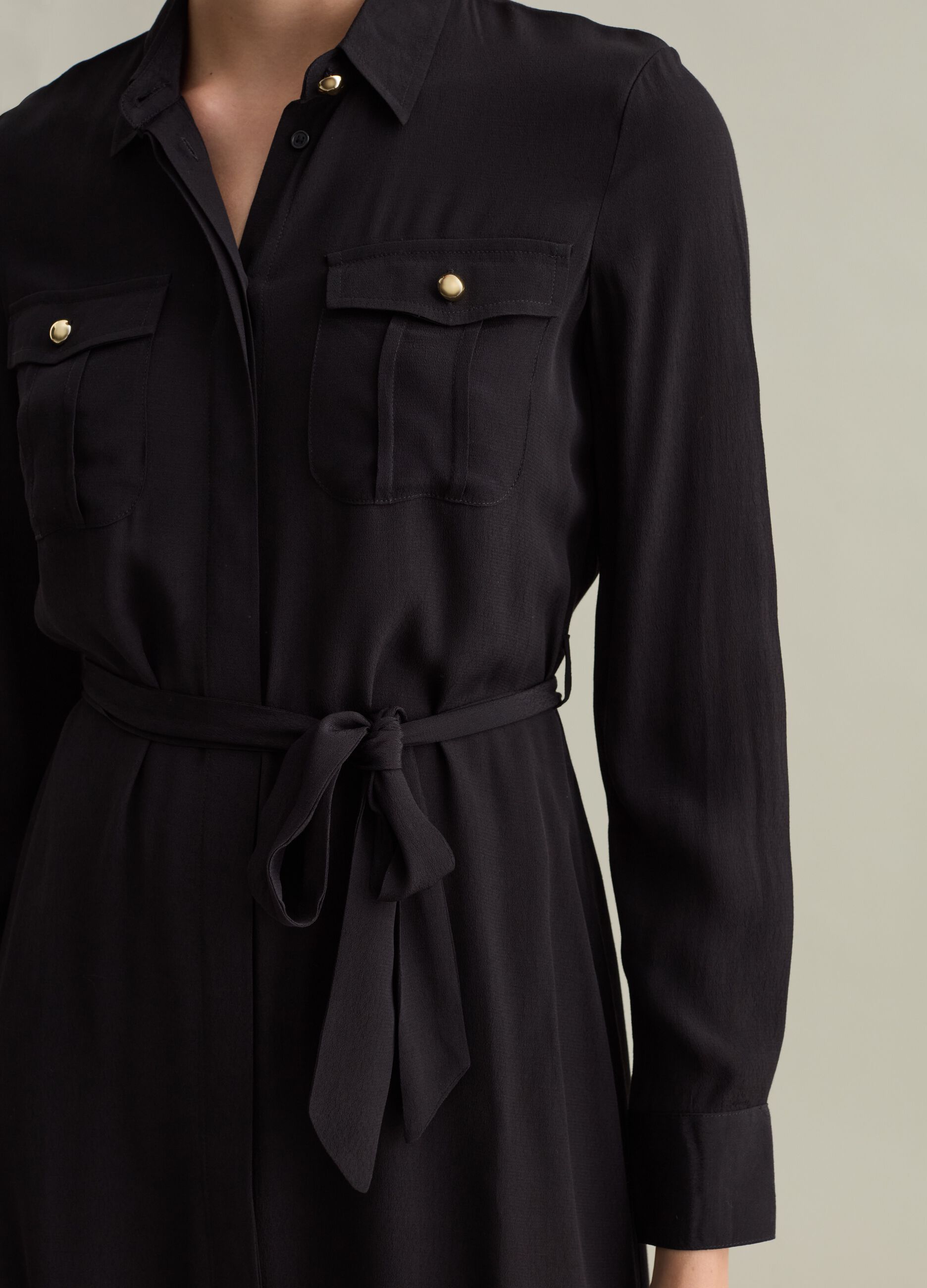 Contemporary shirt dress with belt