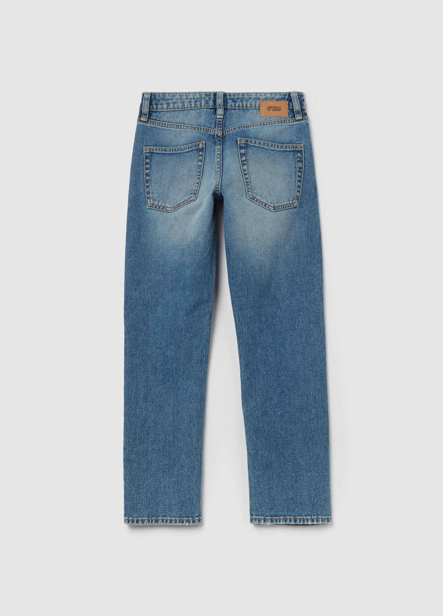 Jeans regular fit acid wash con scoloriture