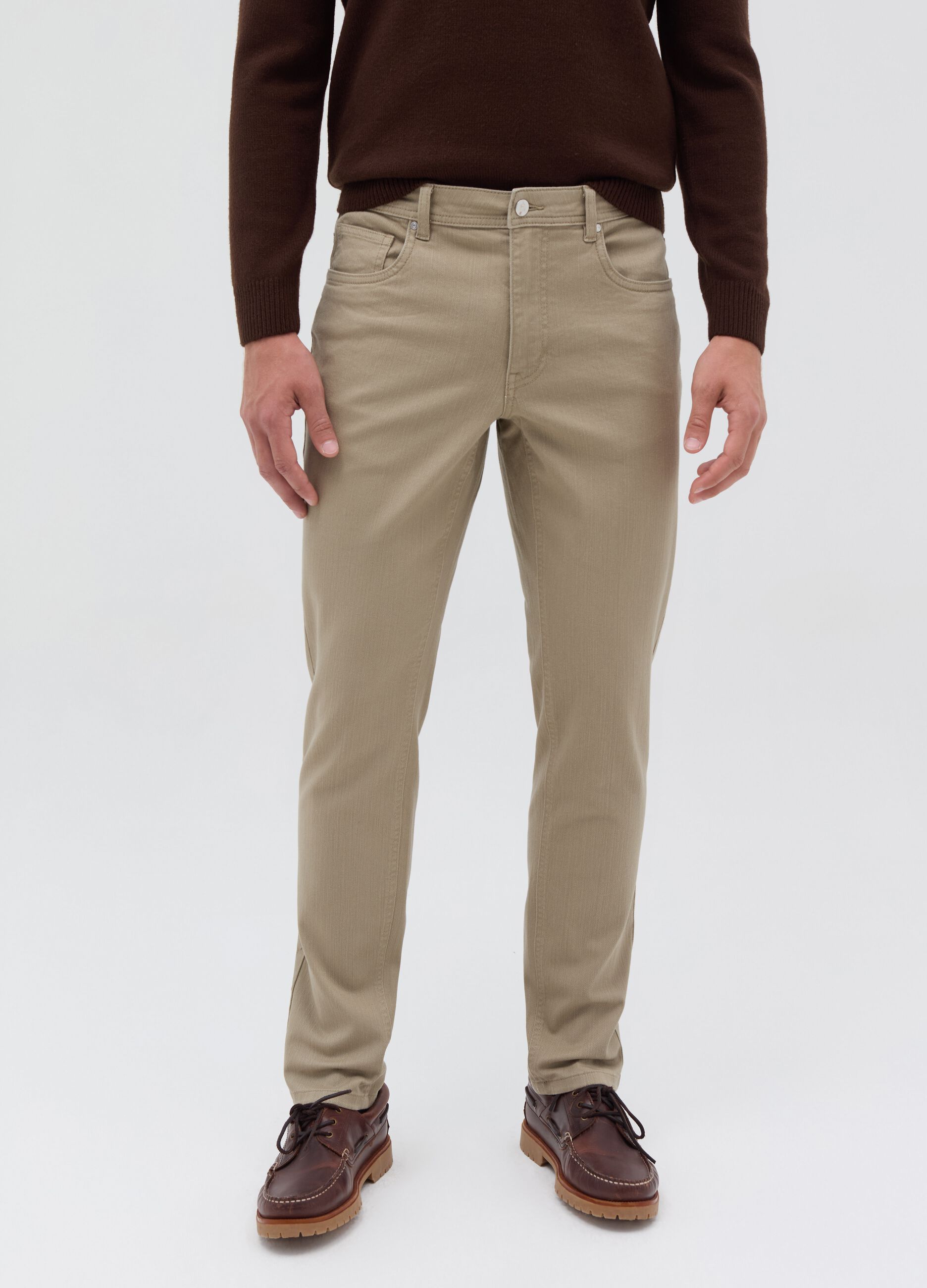 Stretch twill trousers with five pockets