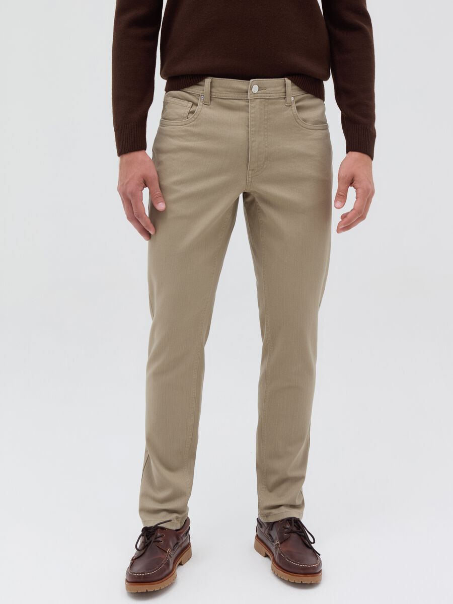 Stretch twill trousers with five pockets_1