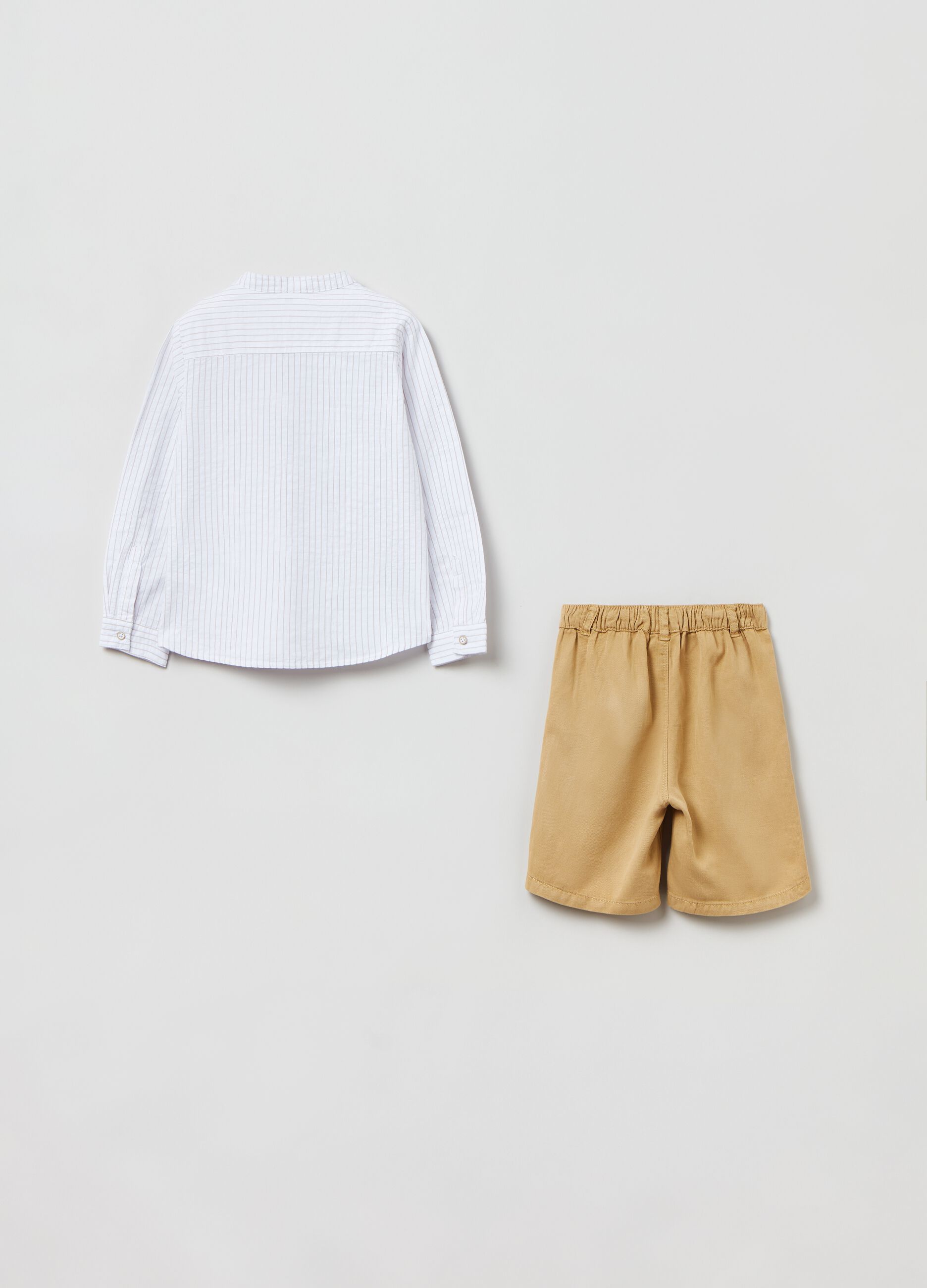 Striped shirt and Bermuda shorts with drawstring set