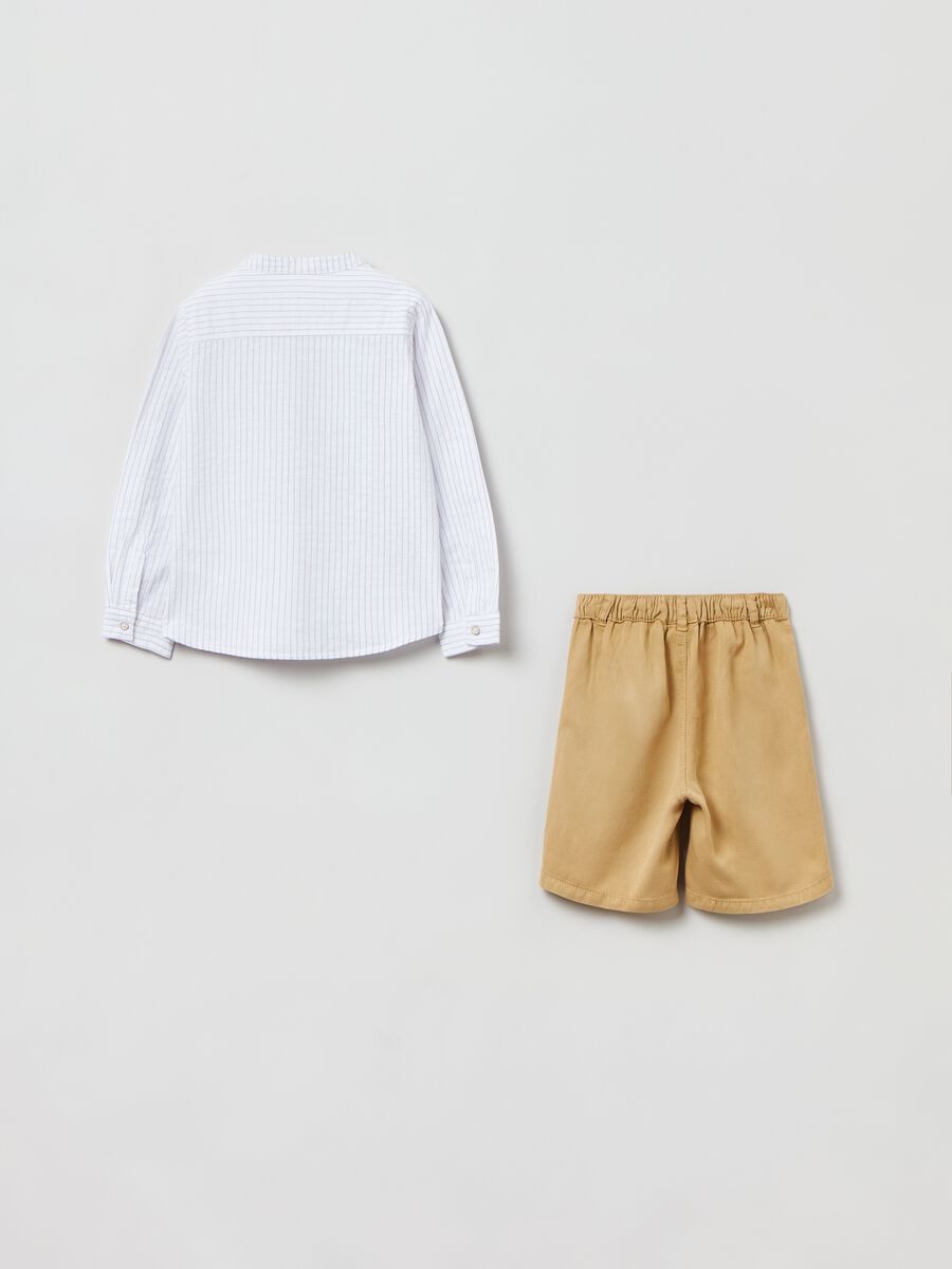 Striped shirt and Bermuda shorts with drawstring set_1